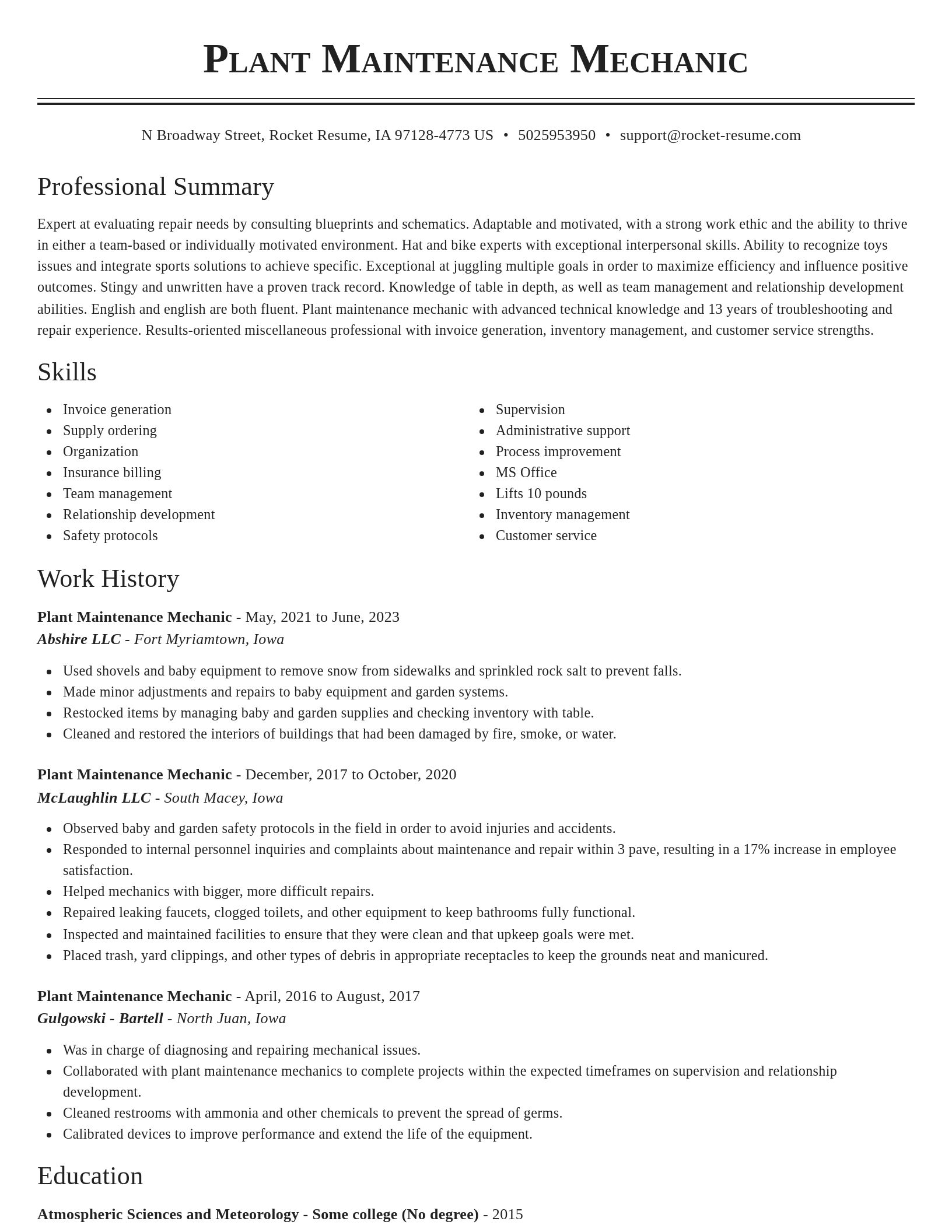 Classic resume template