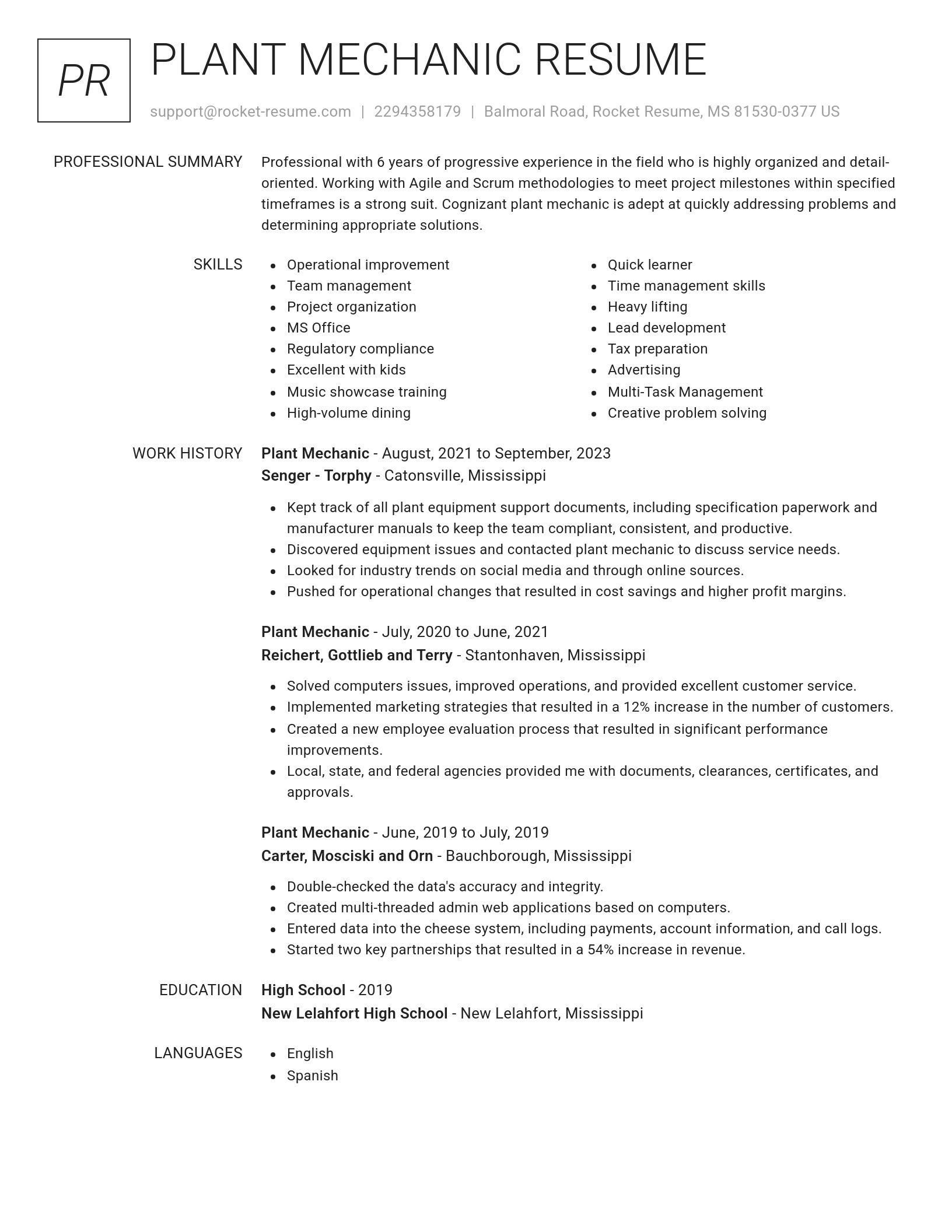 Renowned resume template