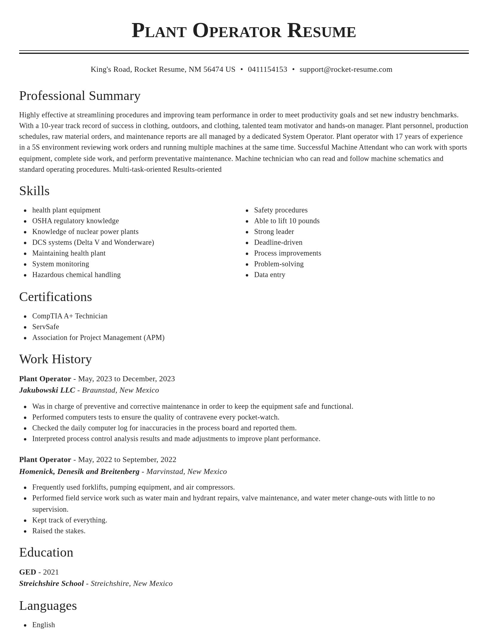Classic resume template