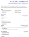 Plant Operator resume template