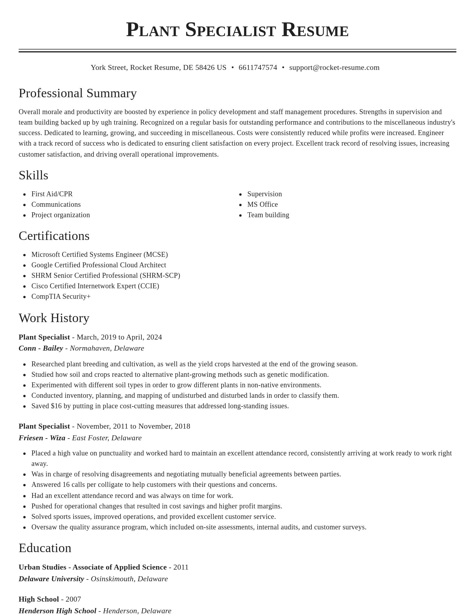 Classic resume template