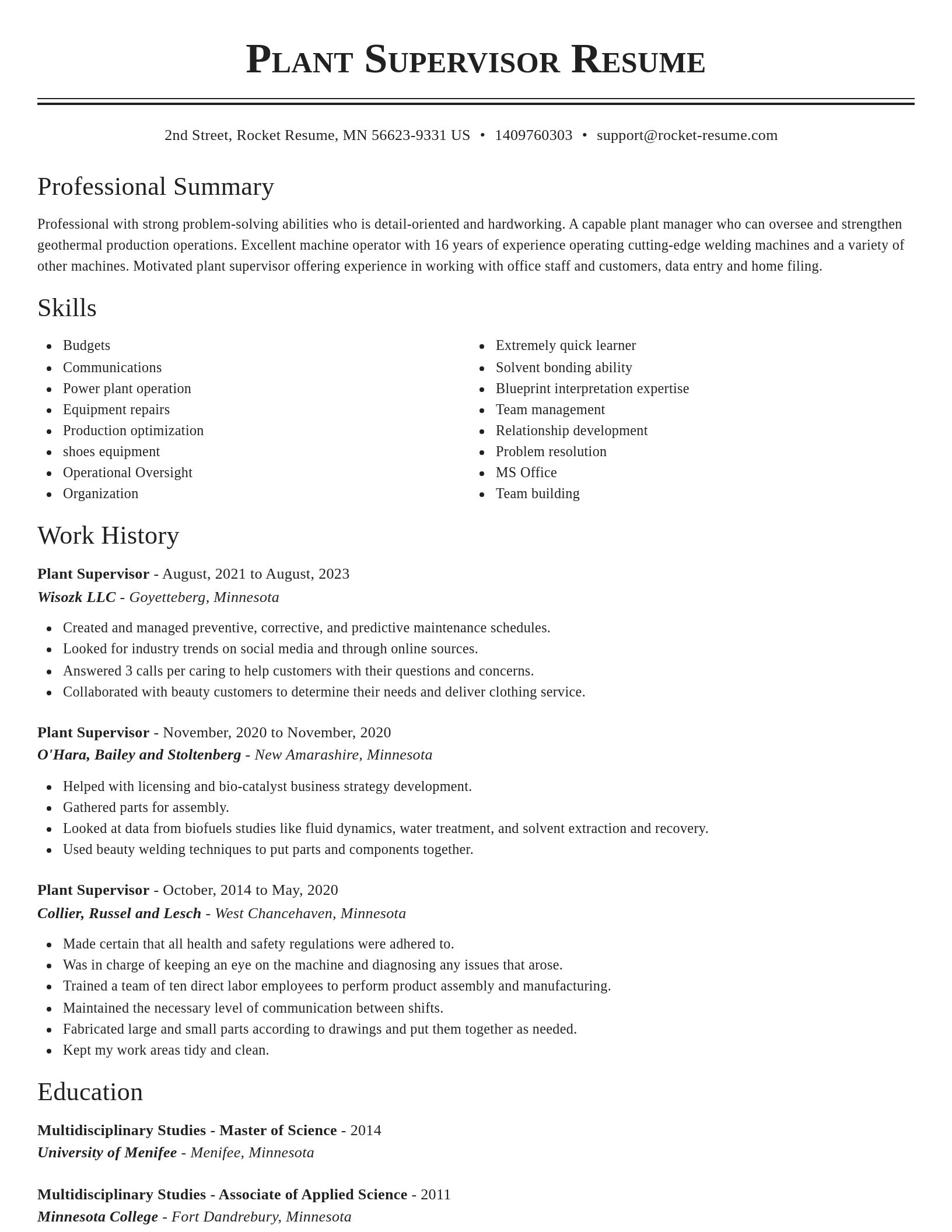 Classic resume template