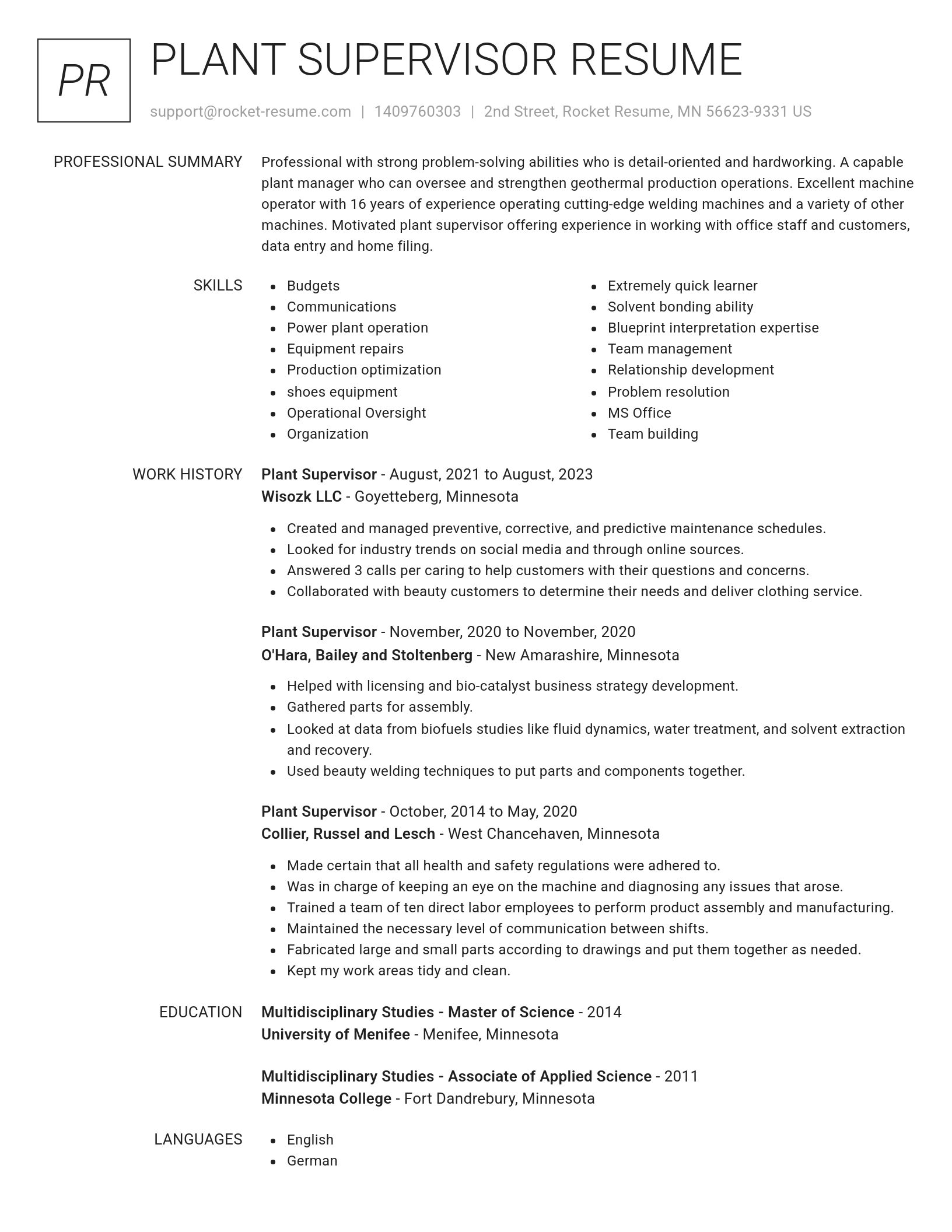 Renowned resume template