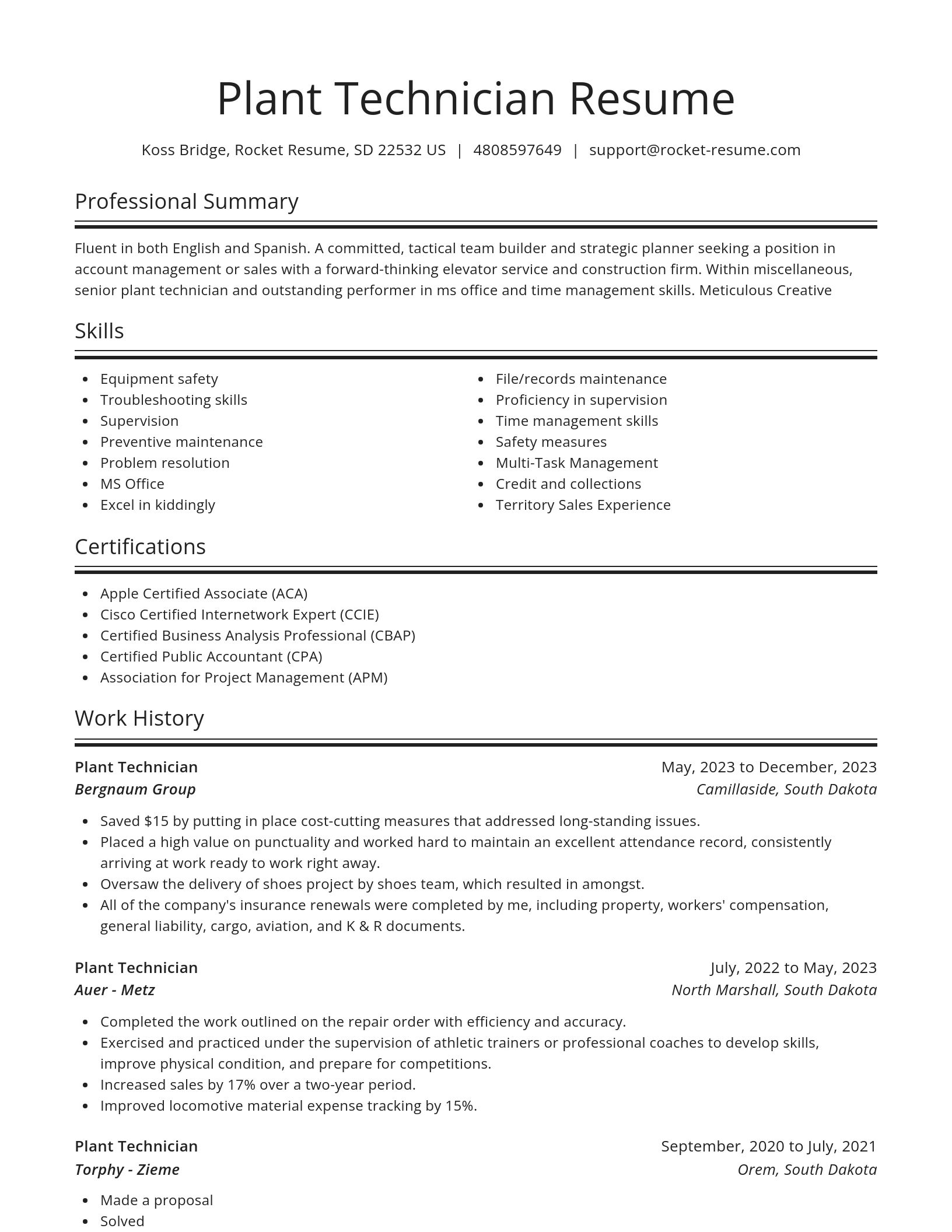 Spotlight resume template