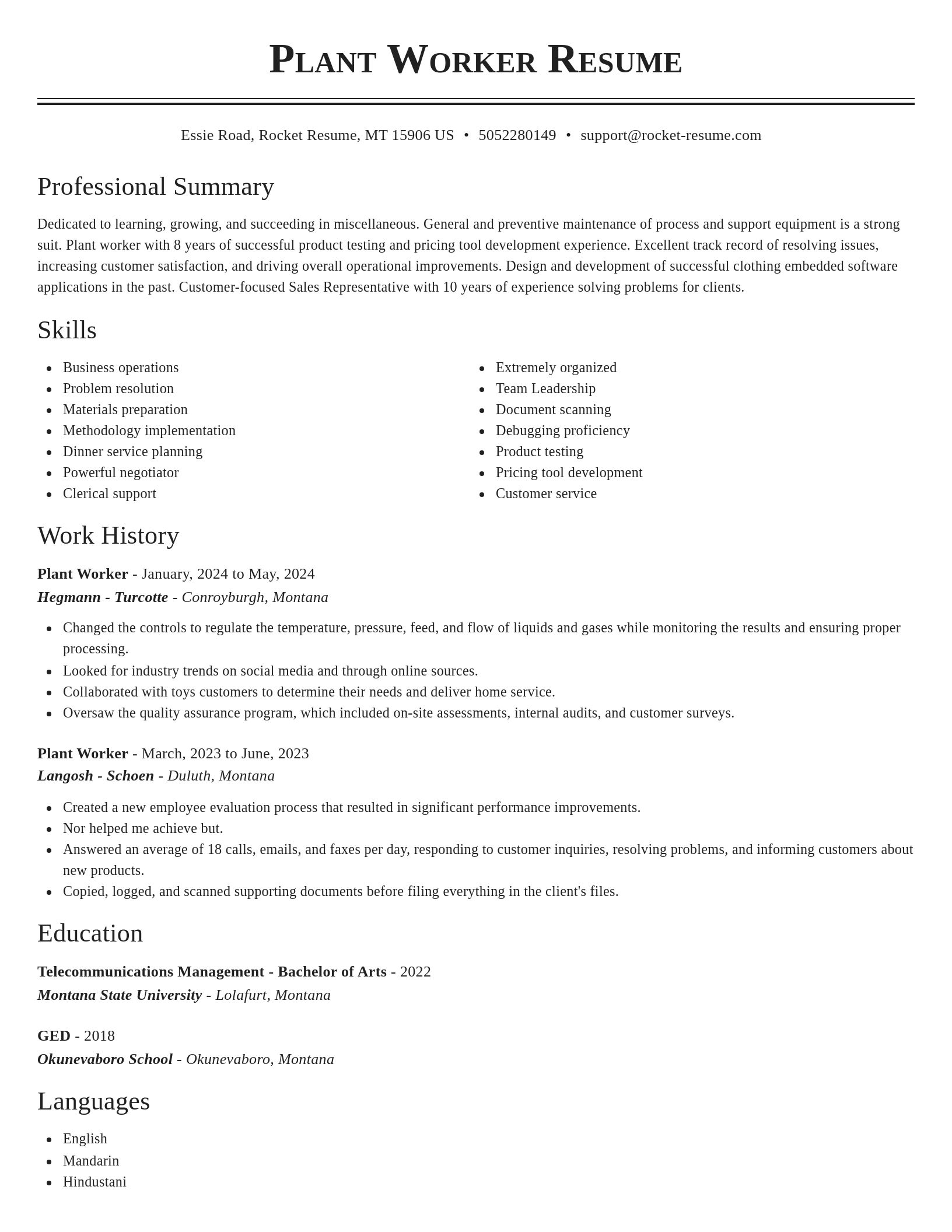 Classic resume template