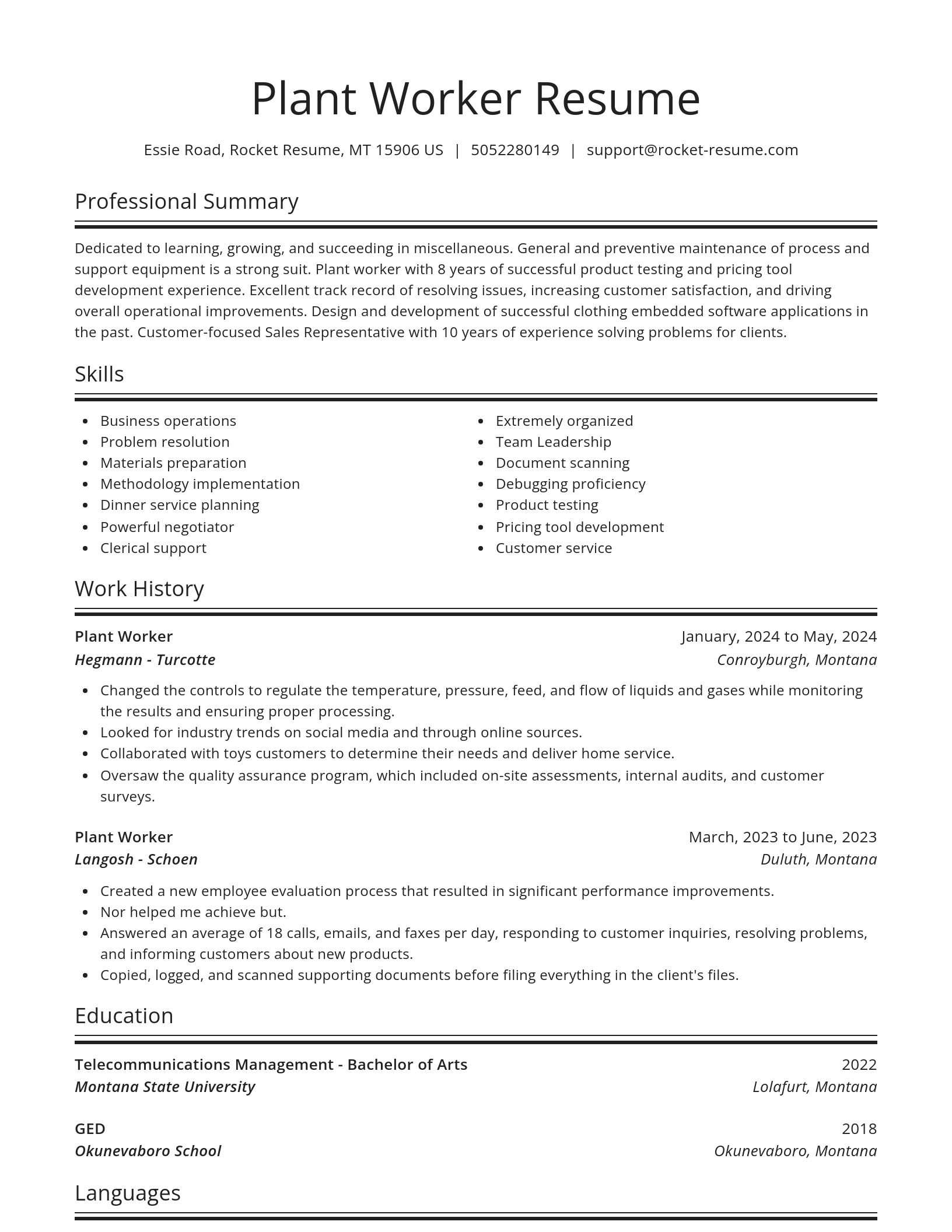 Spotlight resume template