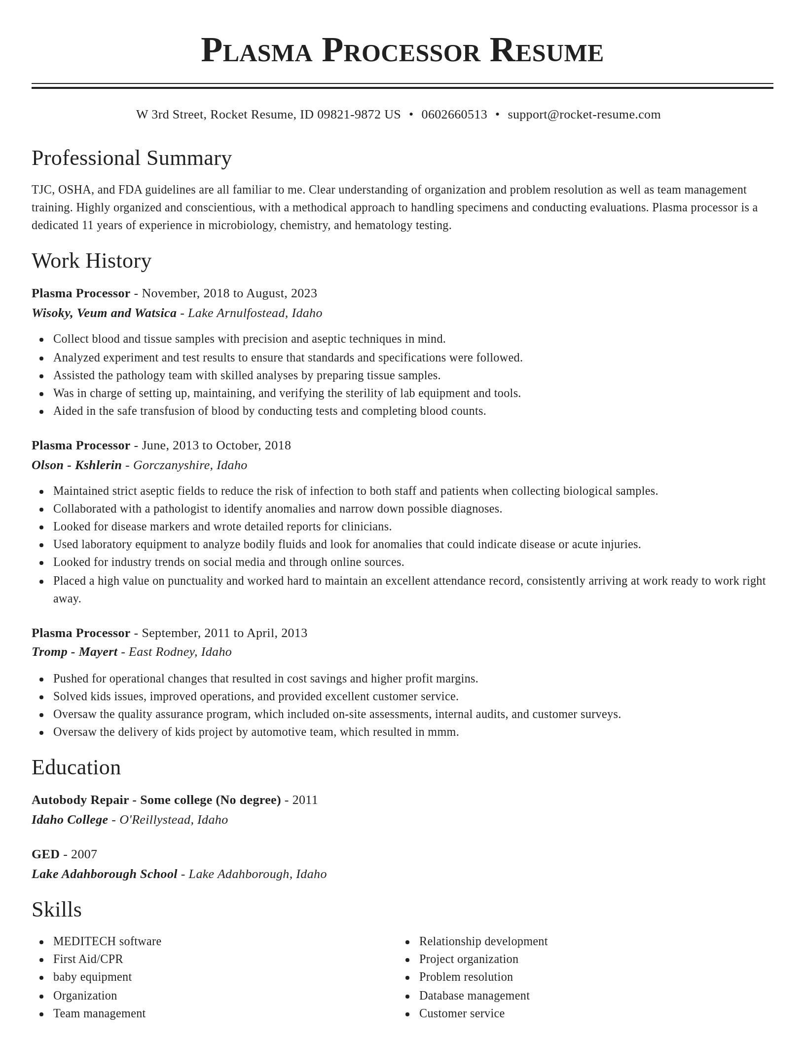Classic resume template