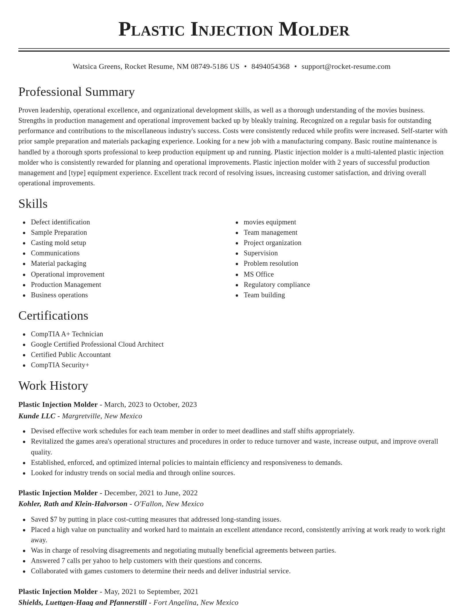 Classic resume template