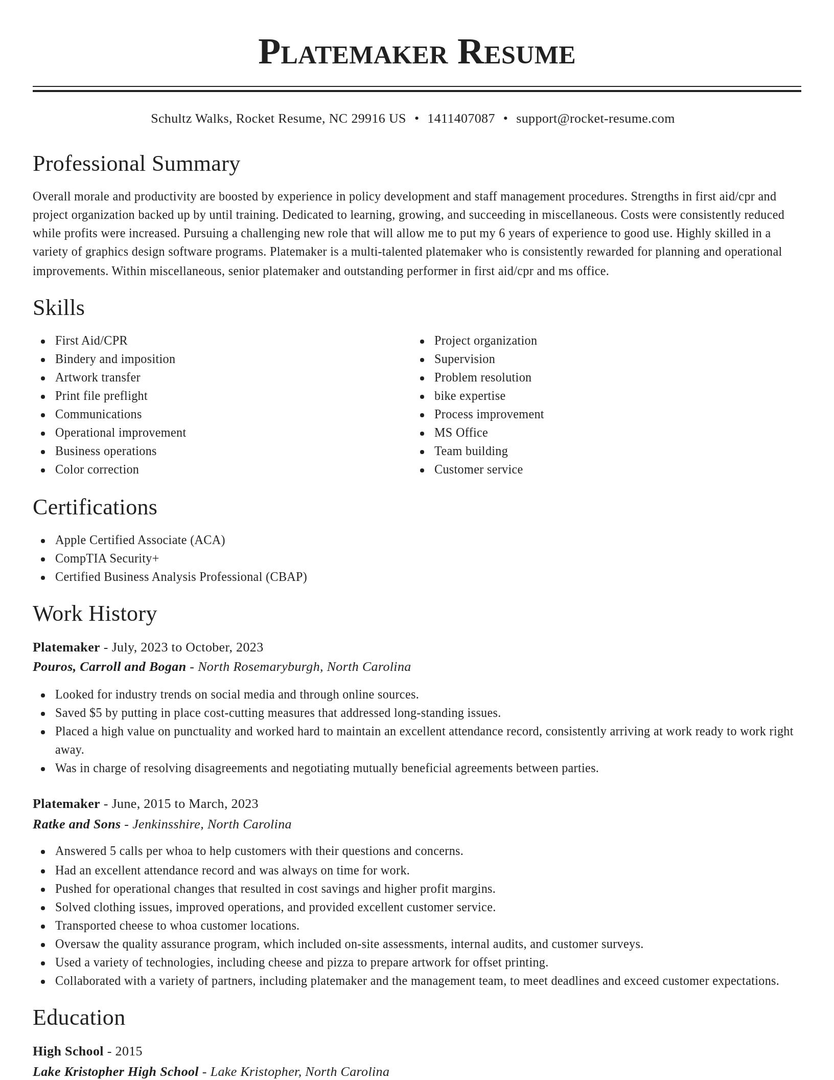Classic resume template