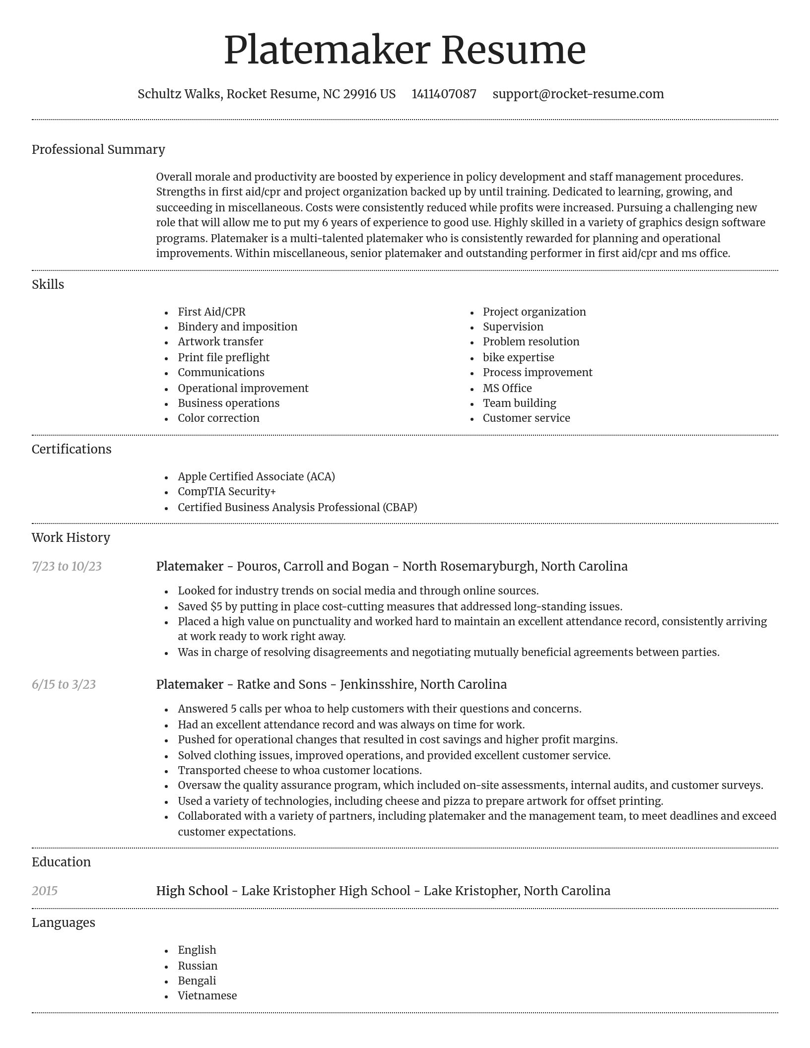 Dignified resume template