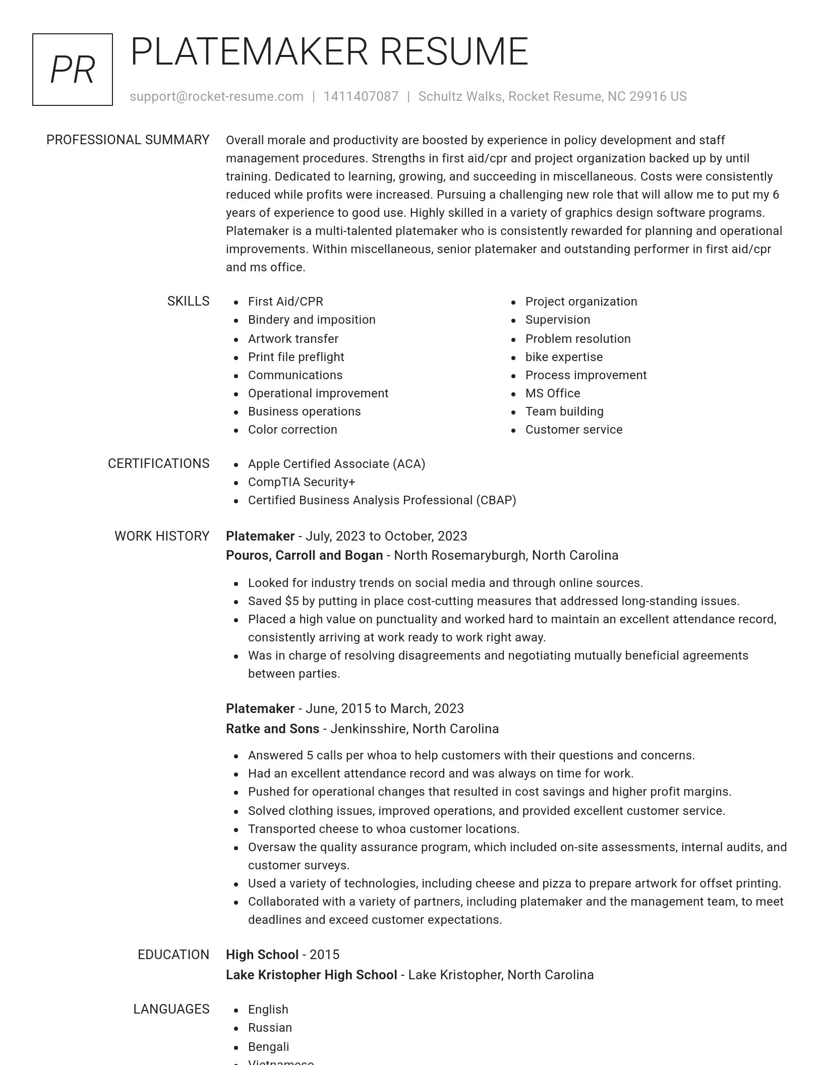 Renowned resume template