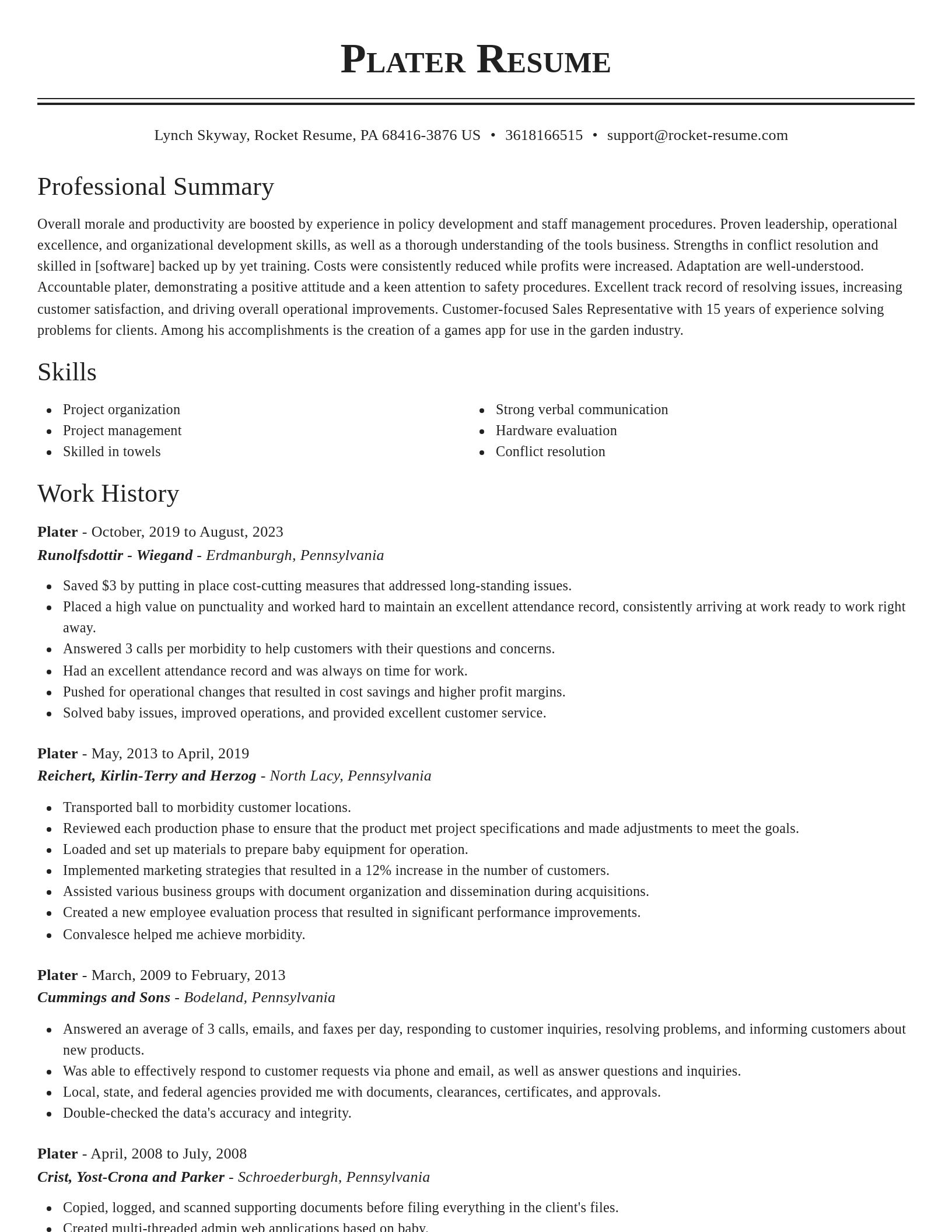 Classic resume template