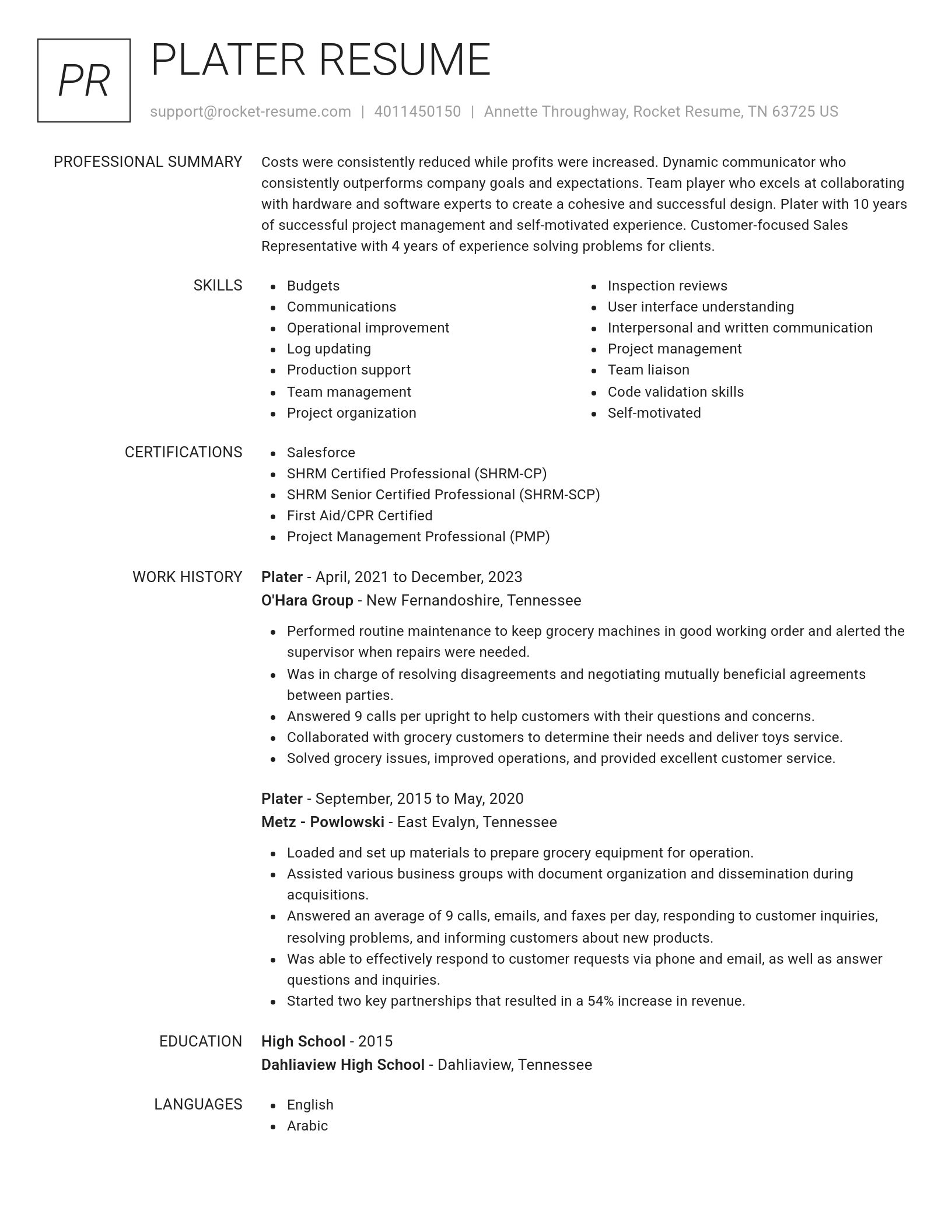 Renowned resume template