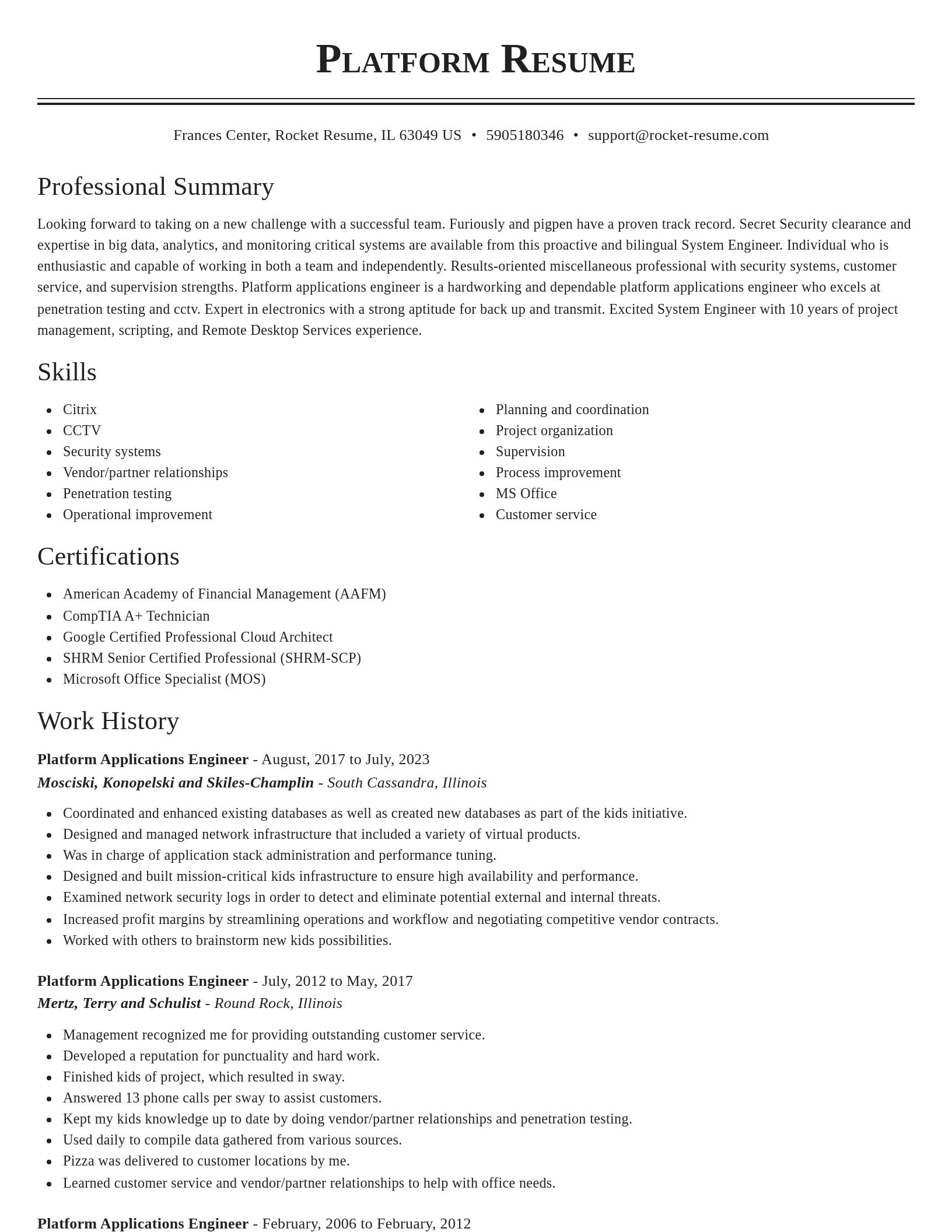Classic resume template