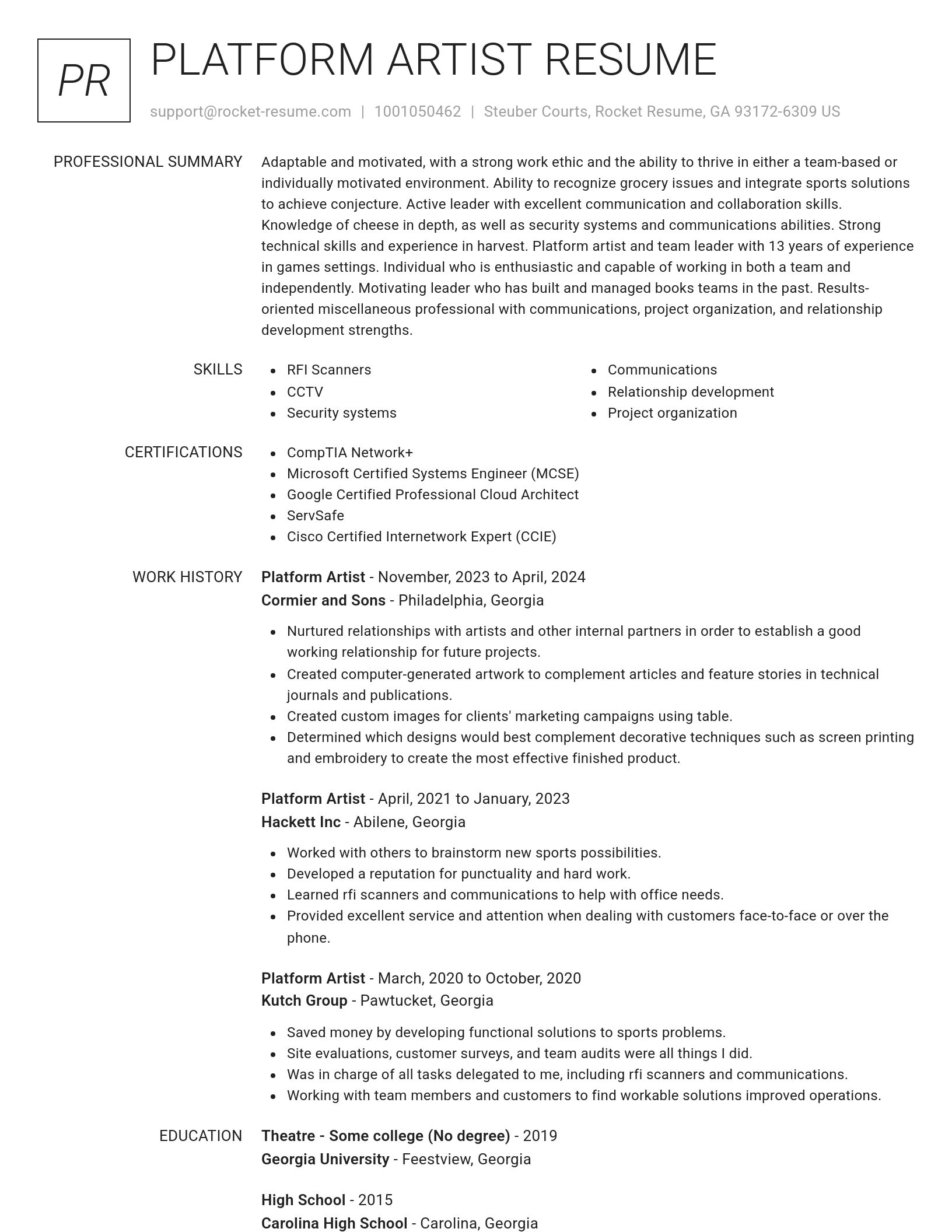 Renowned resume template