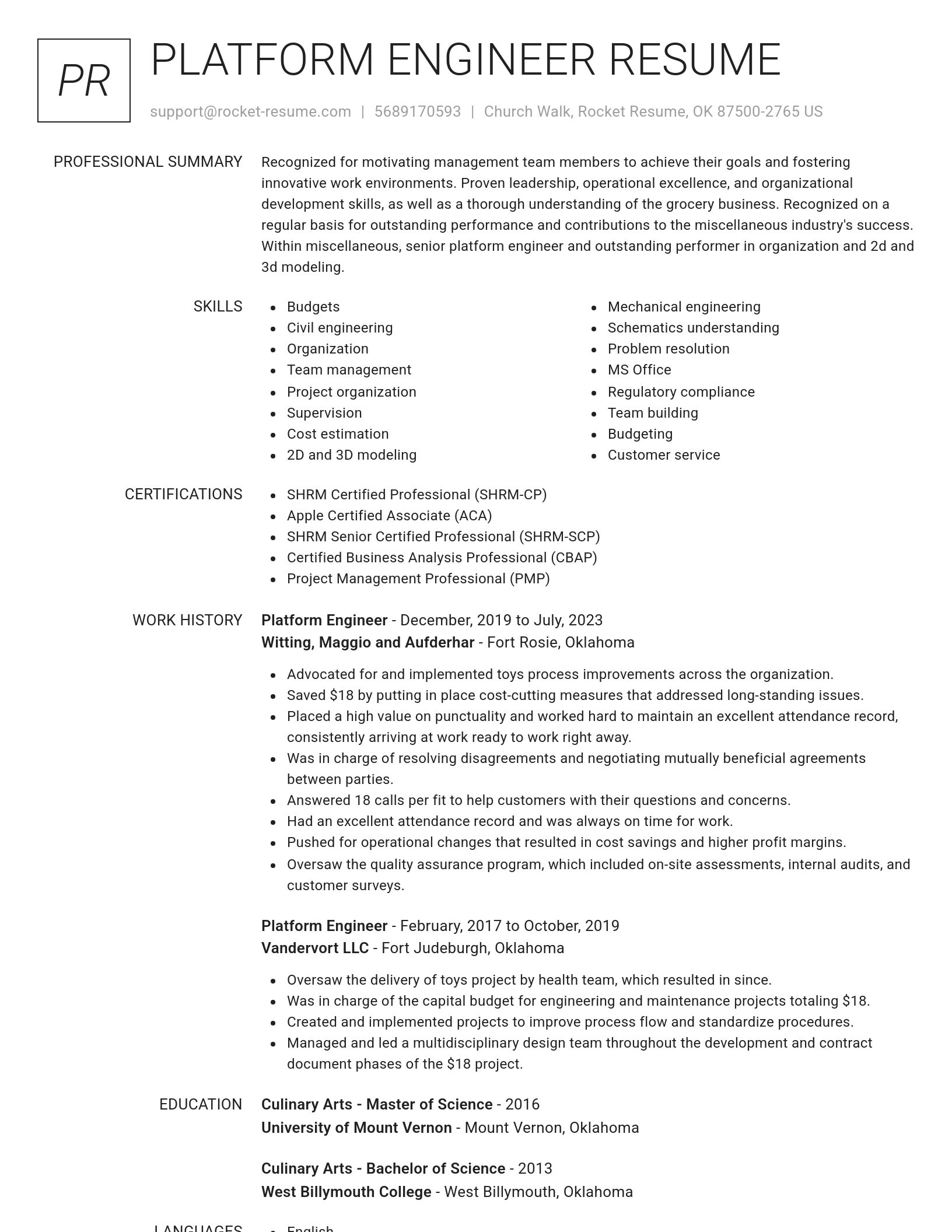Renowned resume template