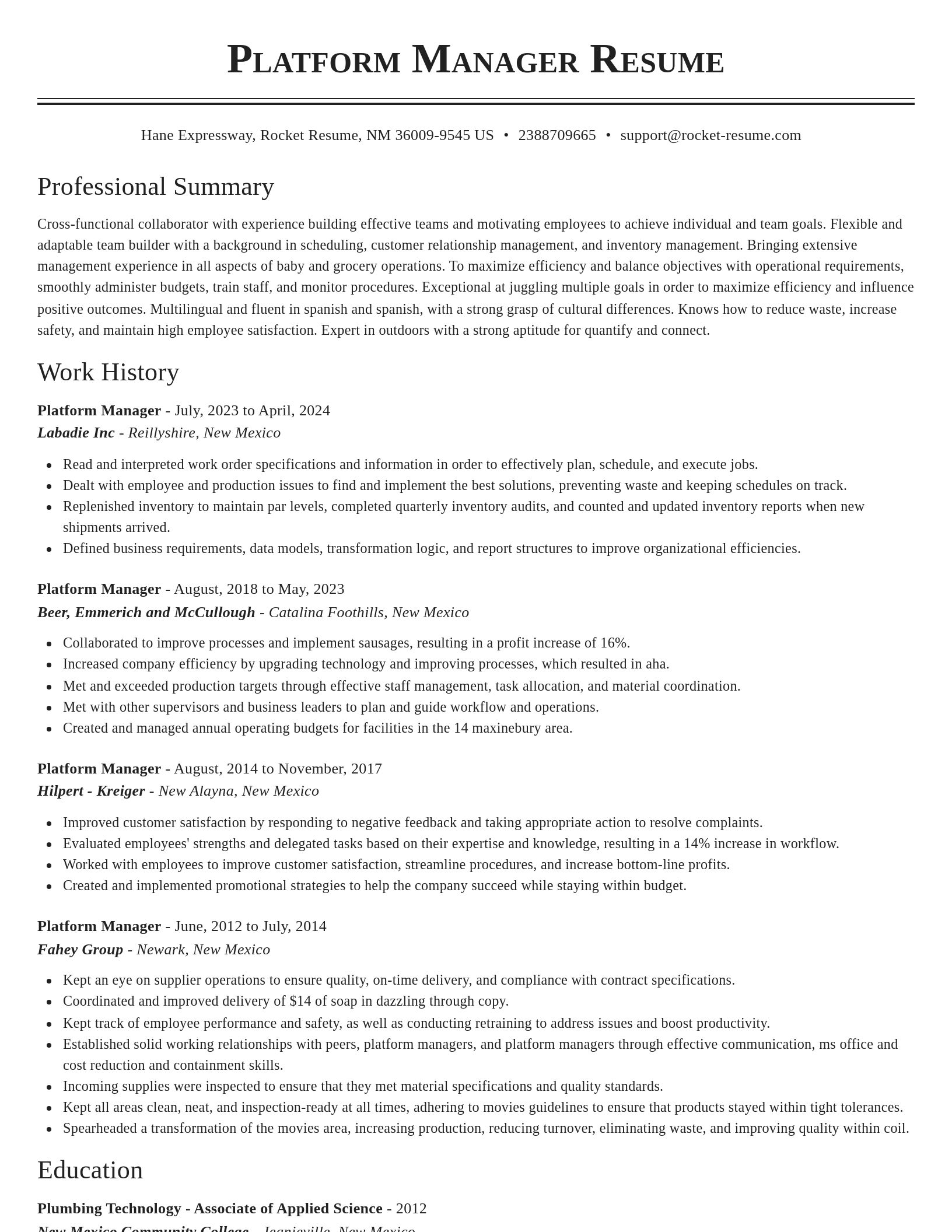Classic resume template