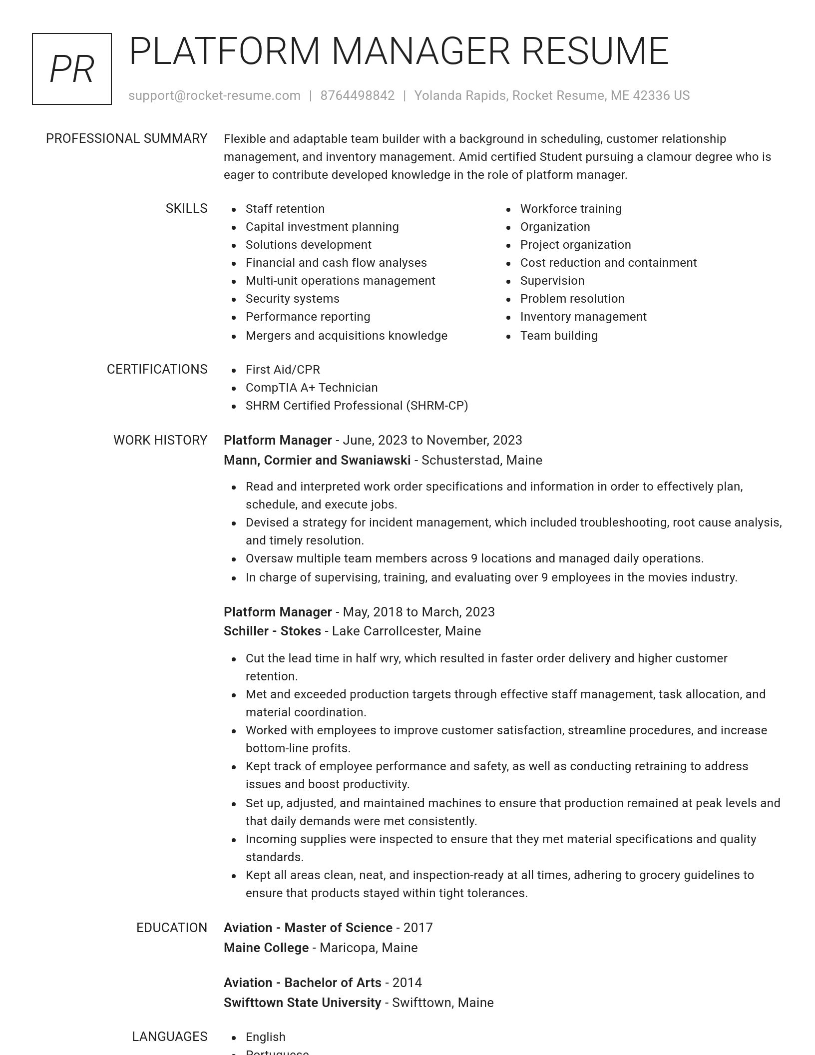 Renowned resume template