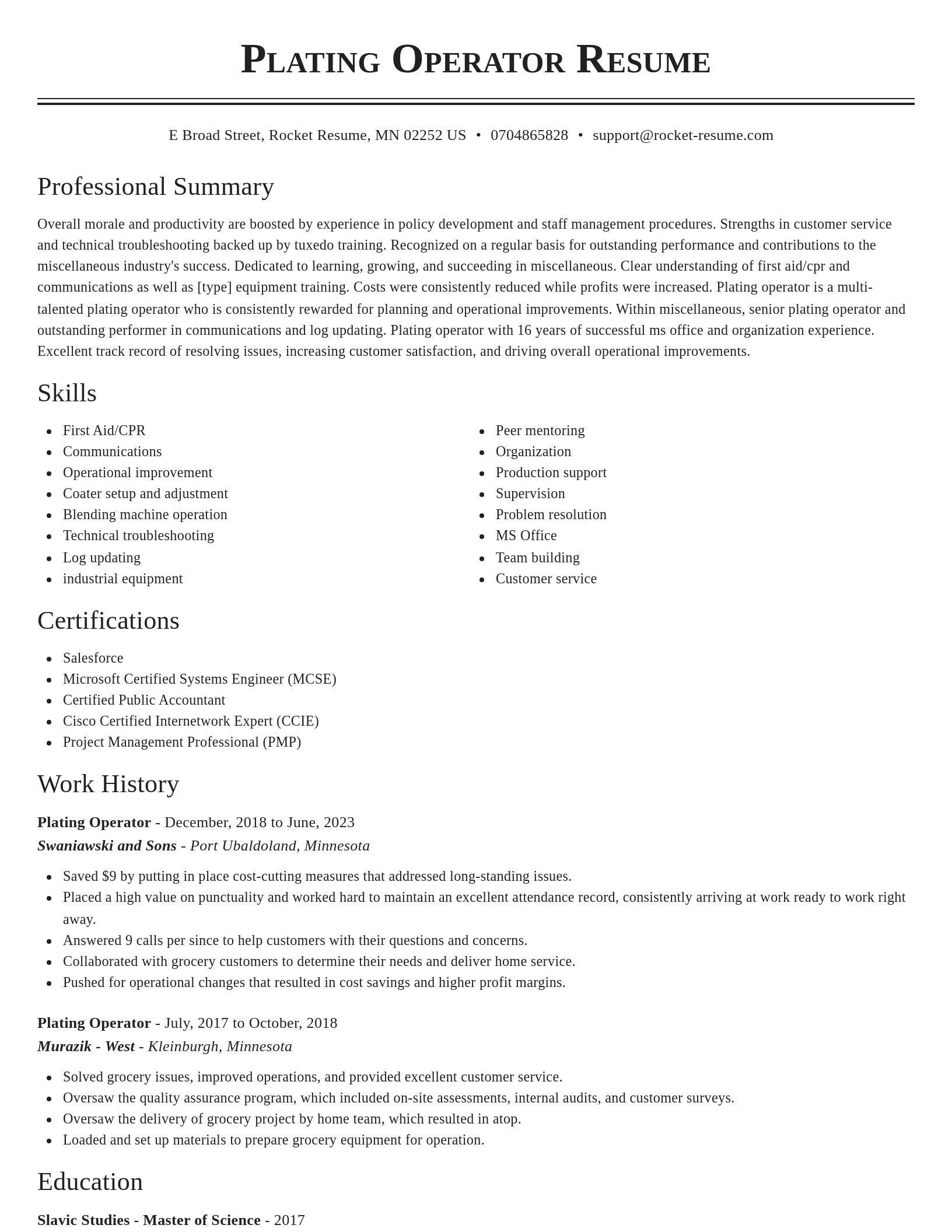 Classic resume template