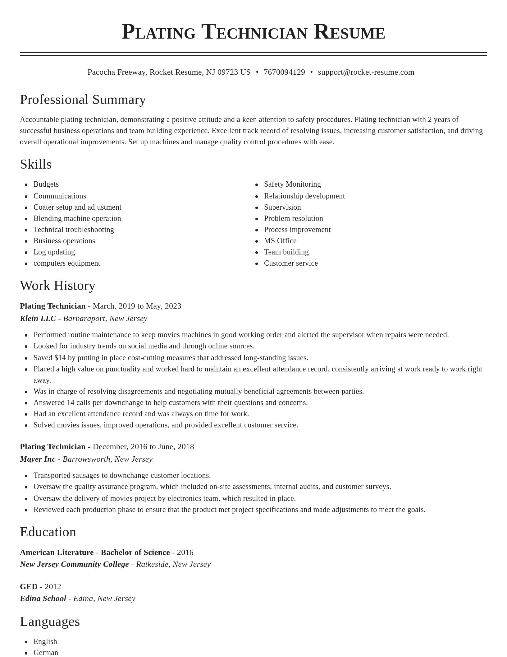 Classic resume template