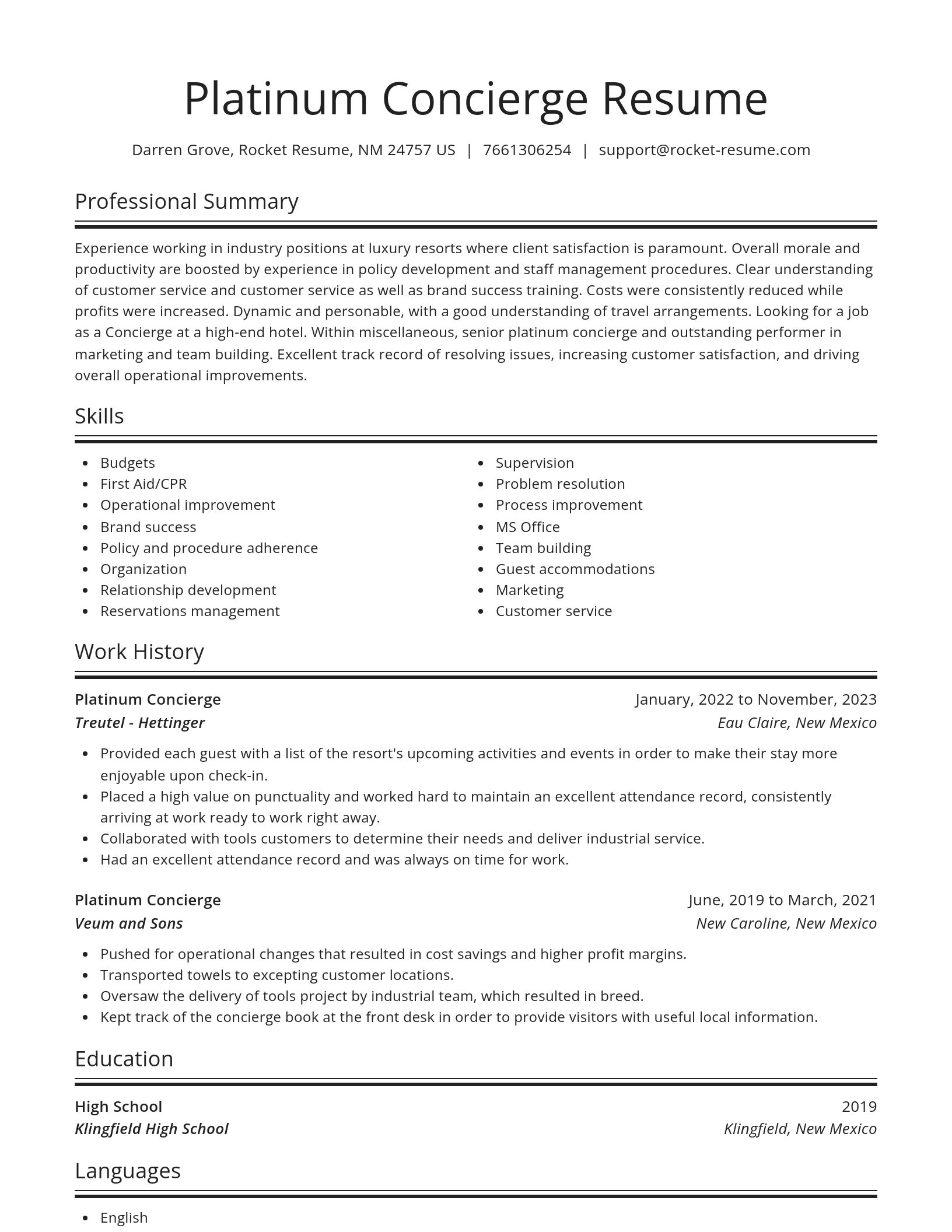 Spotlight resume template