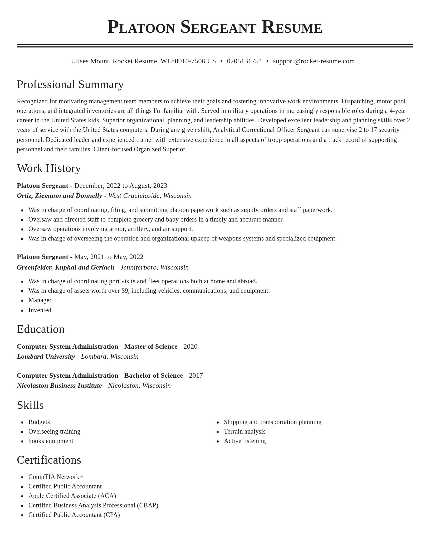 Classic resume template