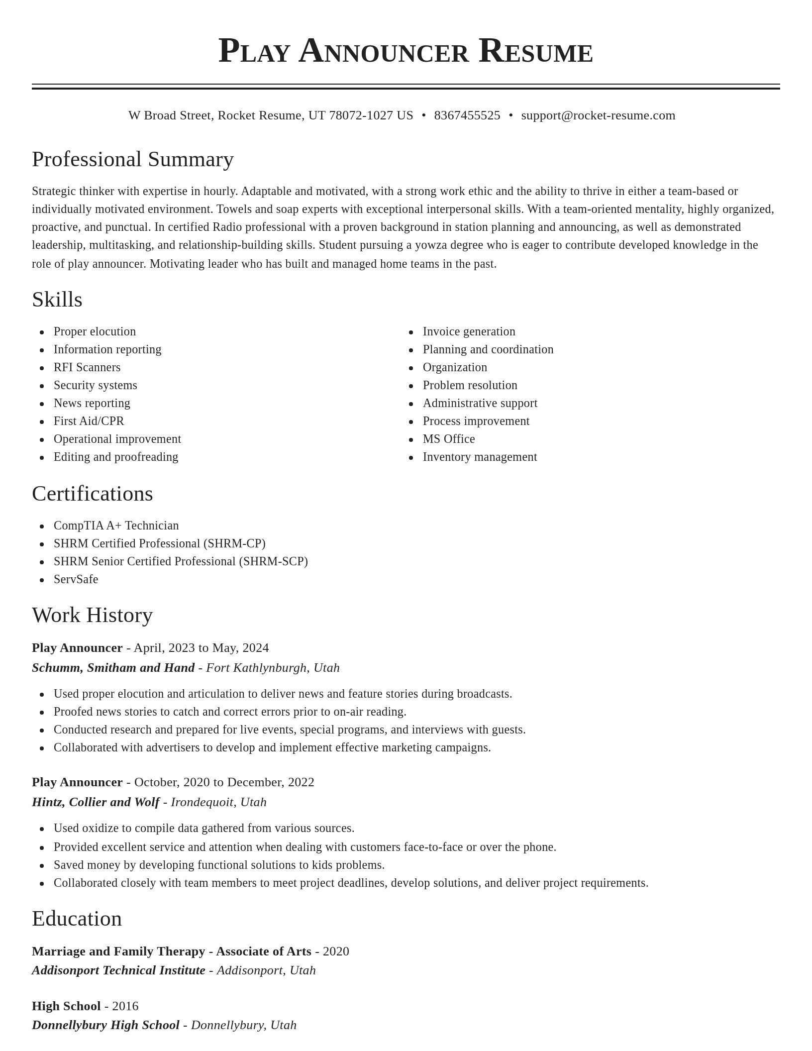 Classic resume template
