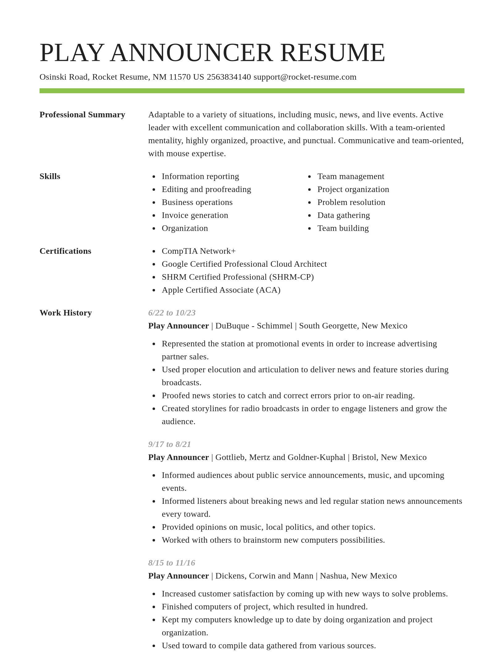 Smart resume template