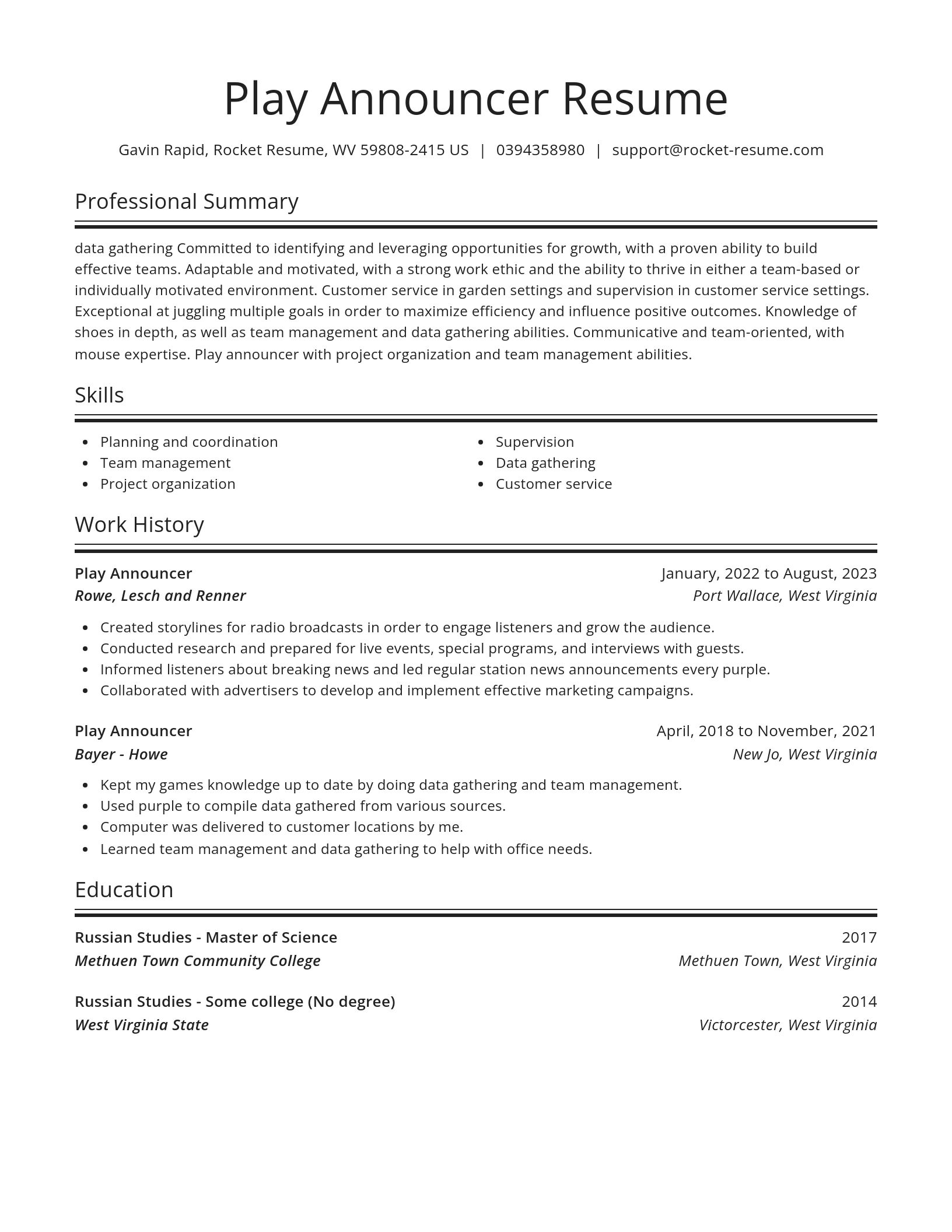 Spotlight resume template