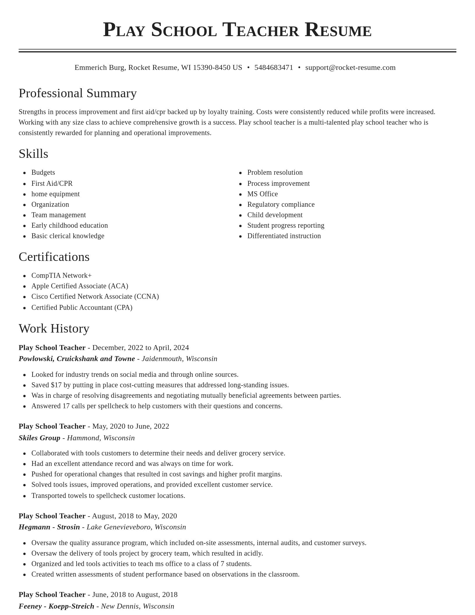 Classic resume template