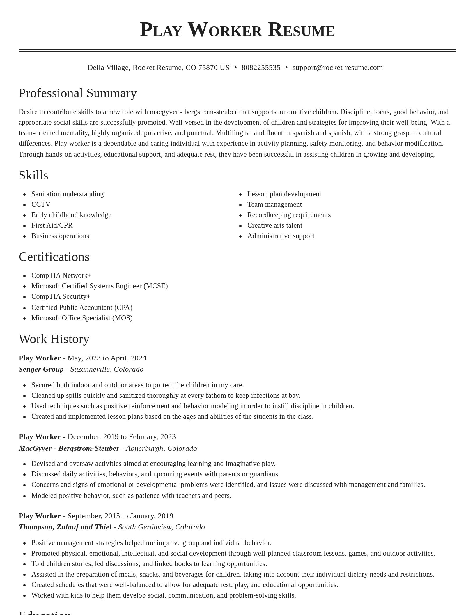 Classic resume template