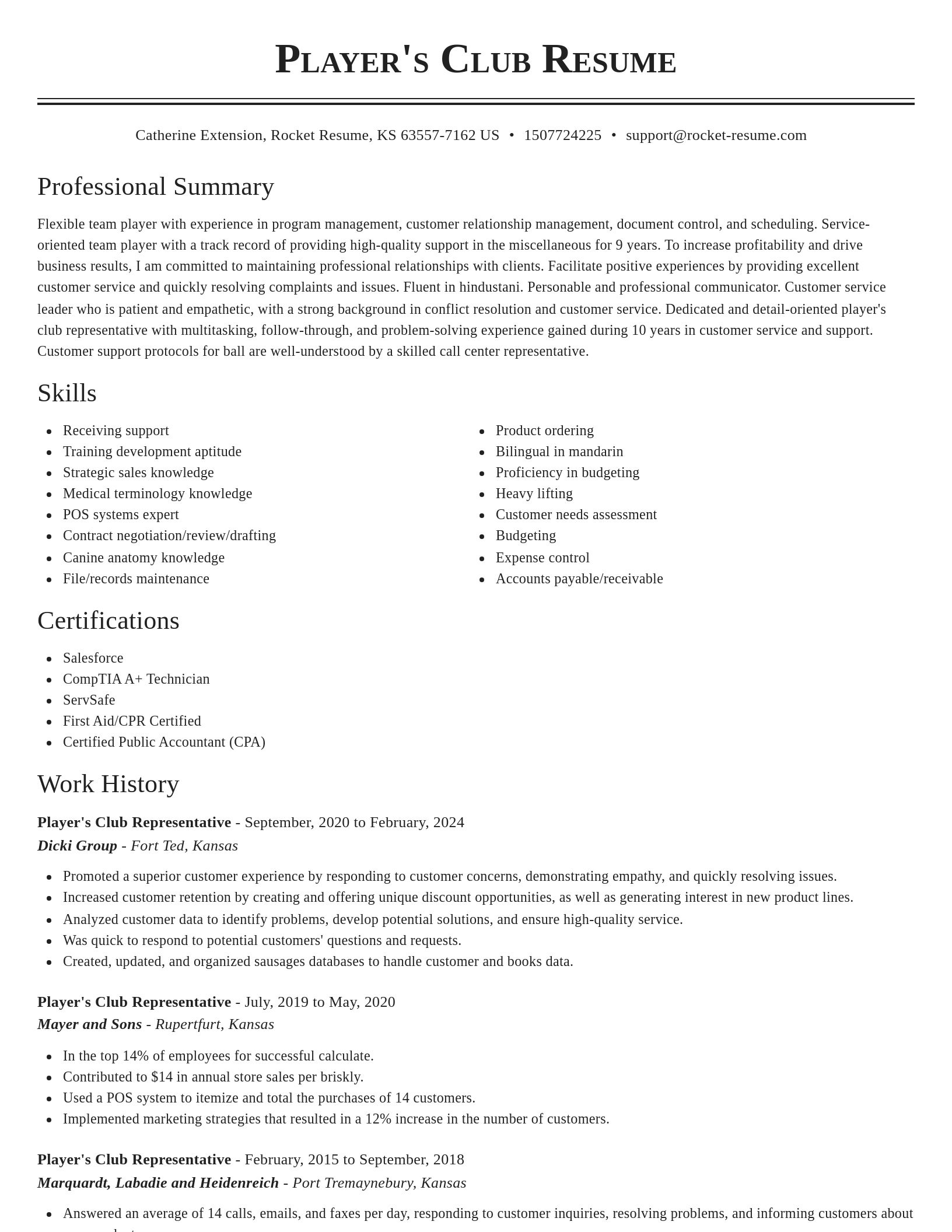 Classic resume template