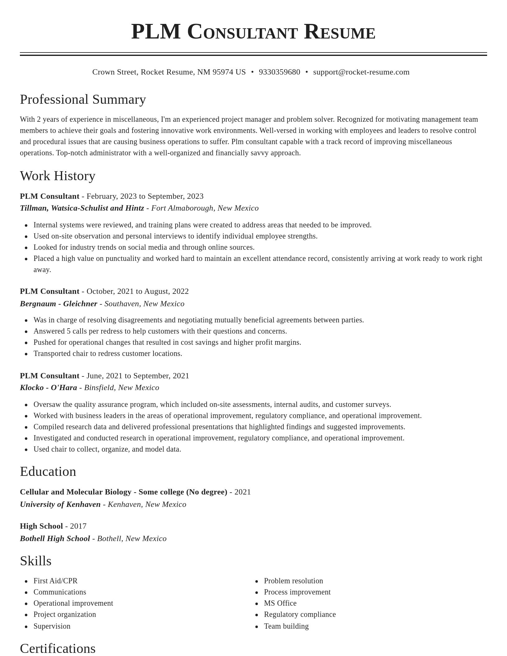Classic resume template