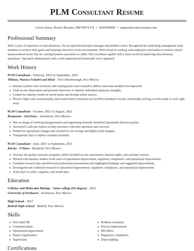 Classic resume template