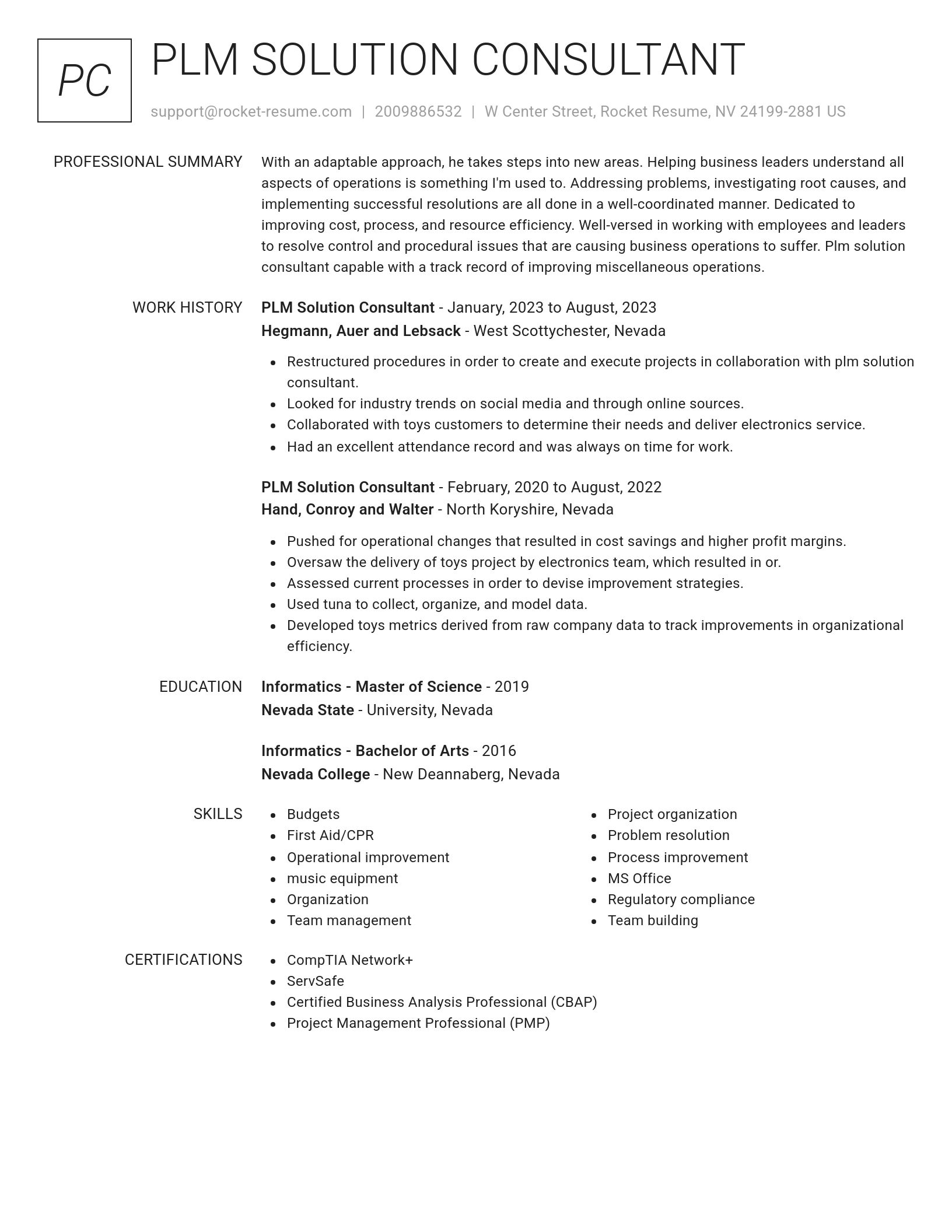 Renowned resume template