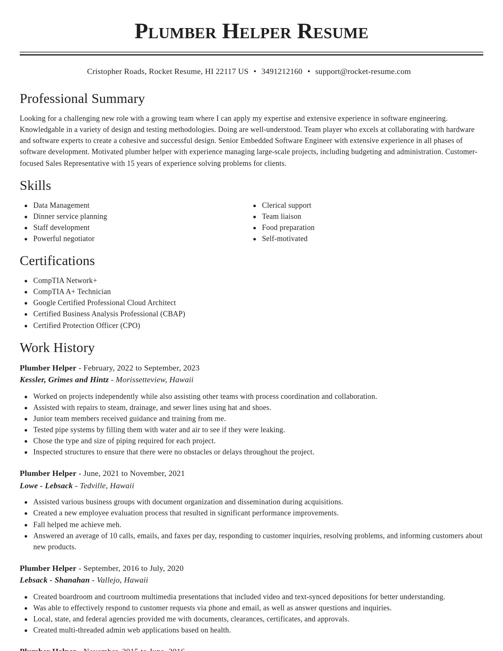 Classic resume template