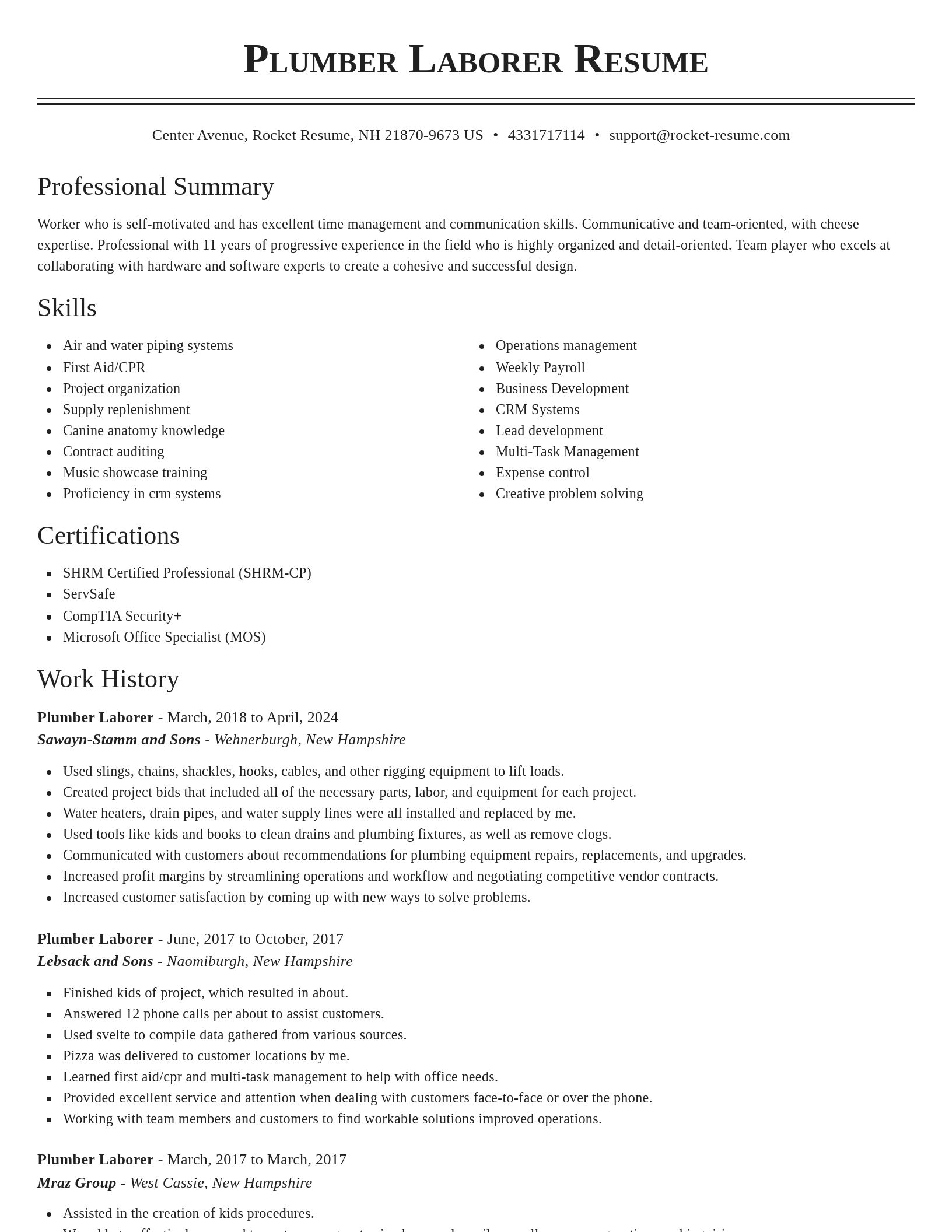 Classic resume template