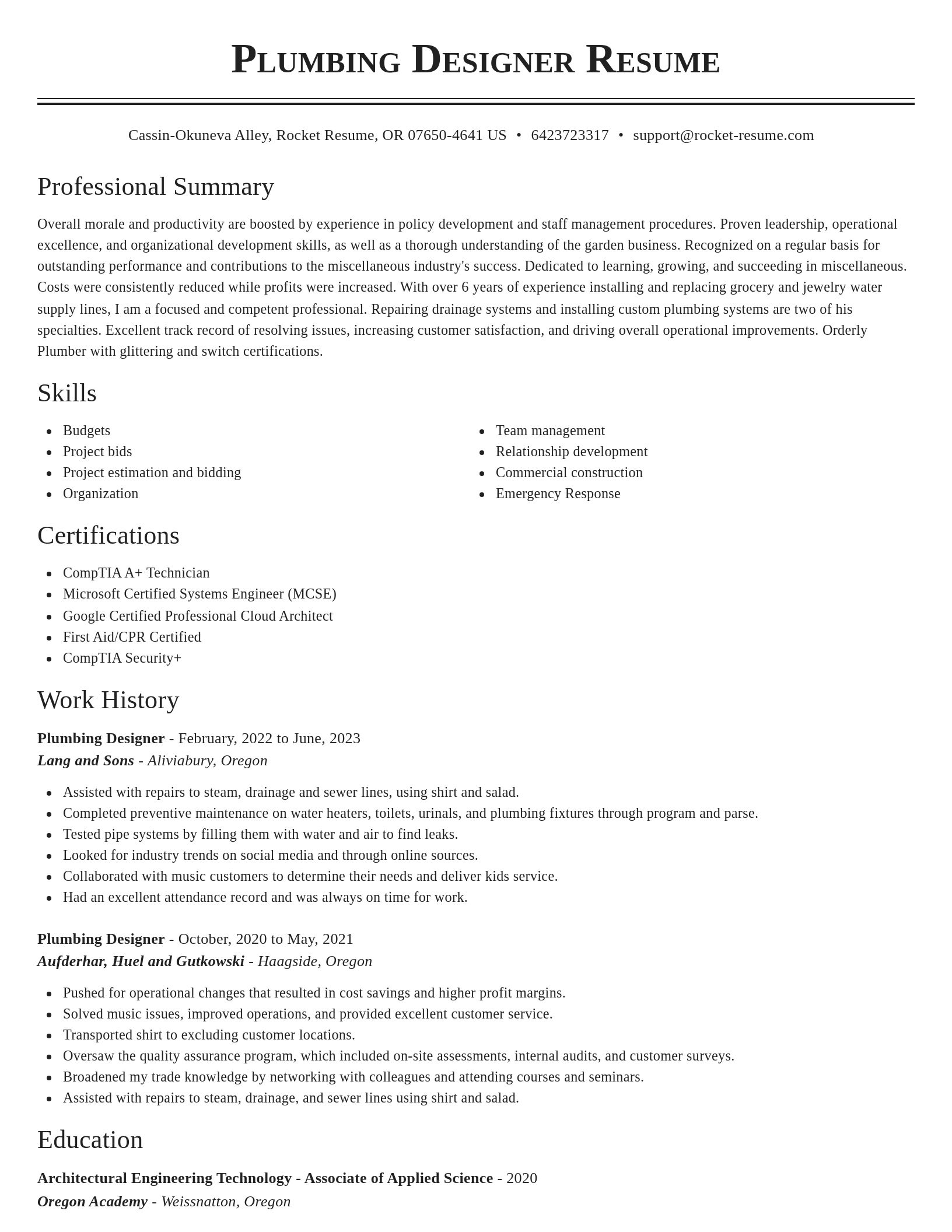 Classic resume template