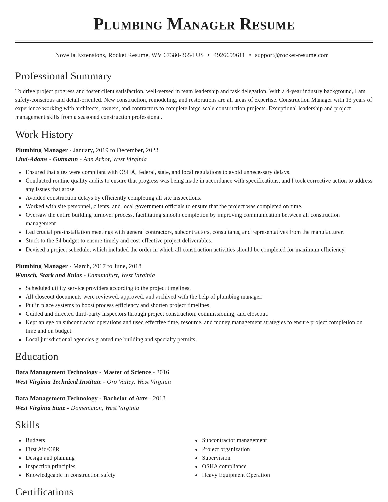 Classic resume template