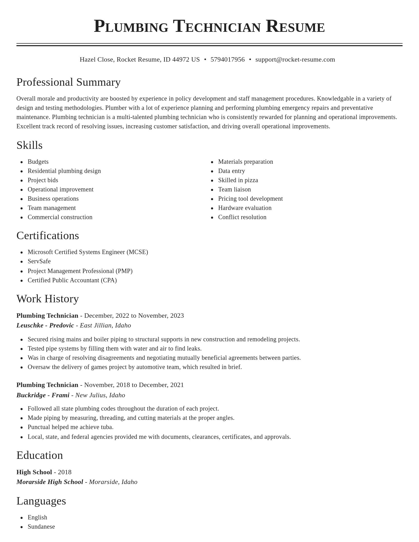 Classic resume template