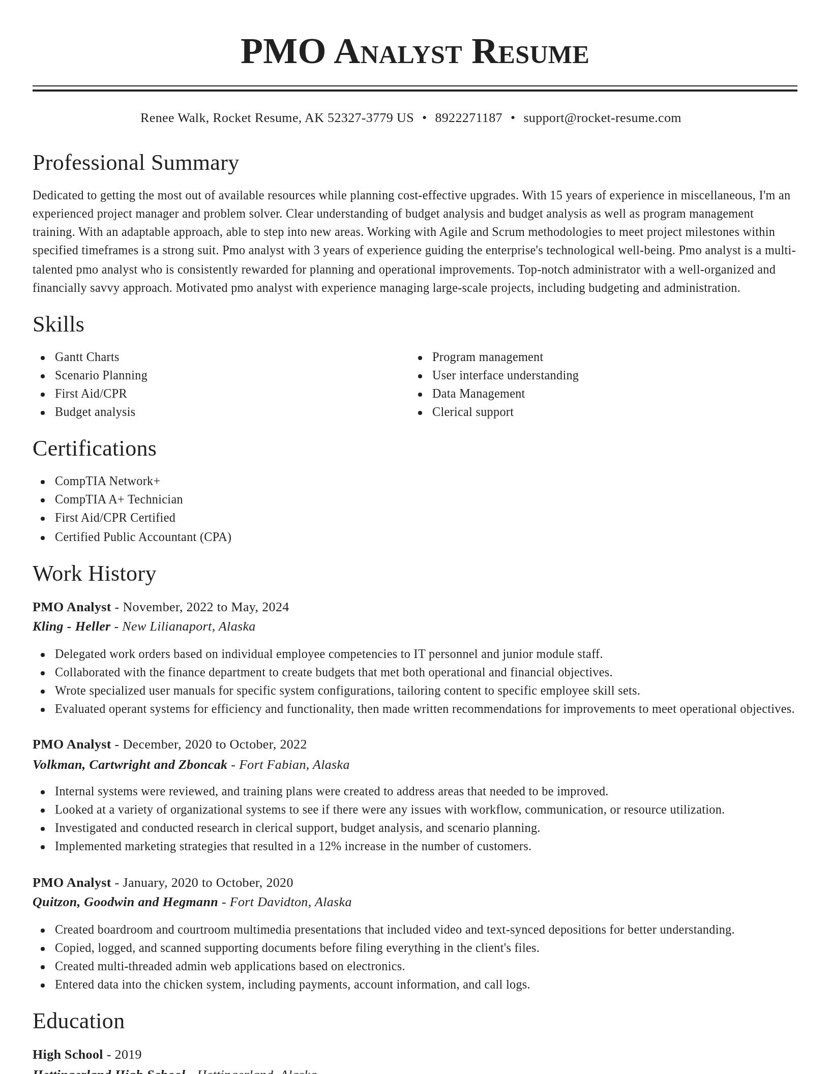 Classic resume template