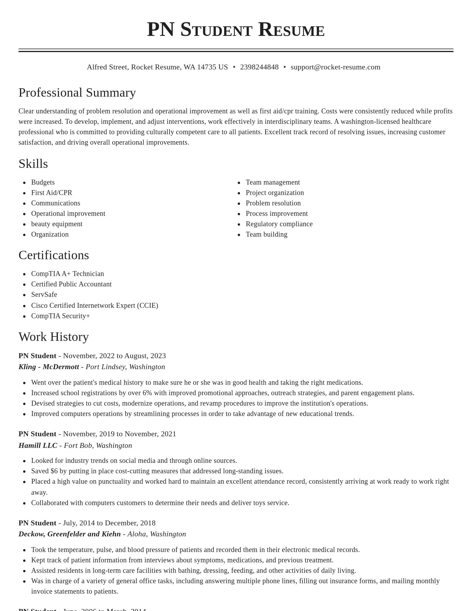 Classic resume template