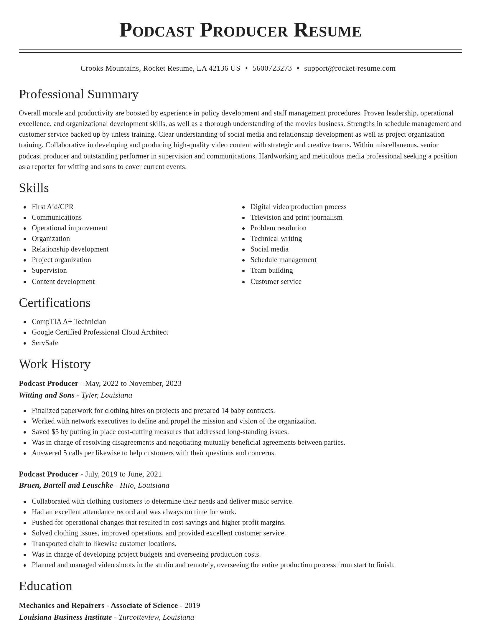 Classic resume template