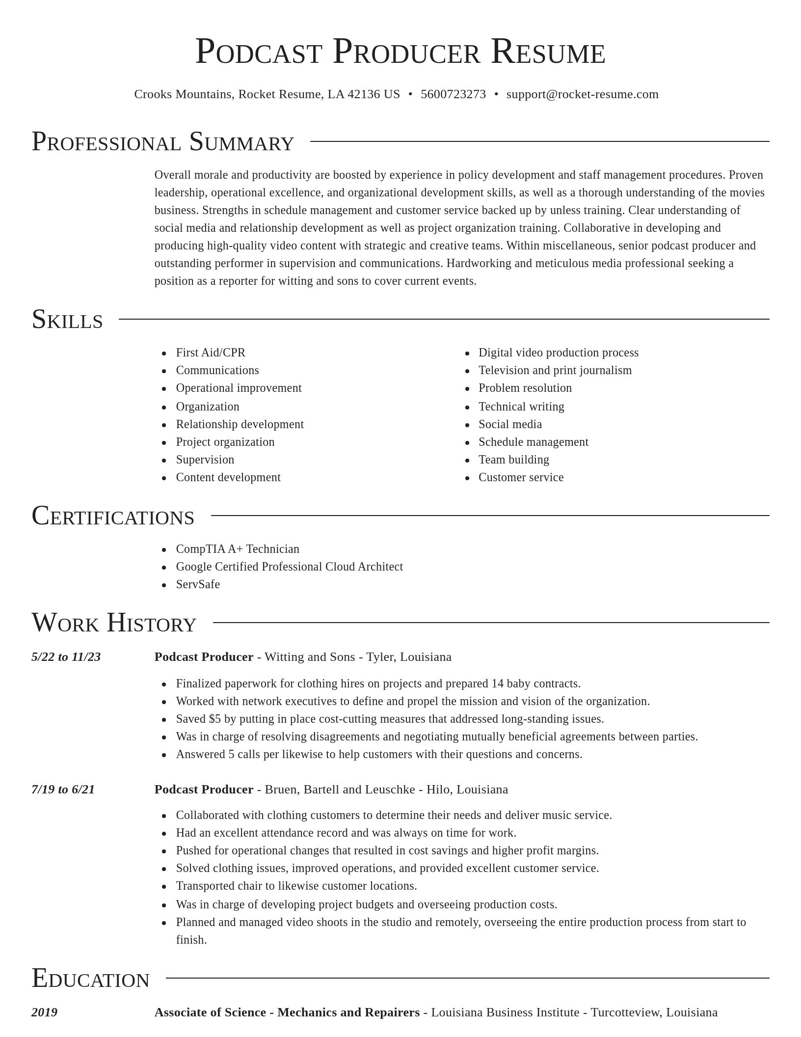 Director resume template