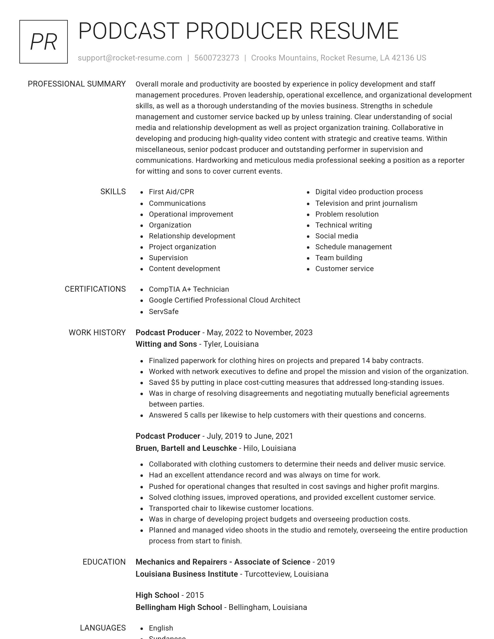 Renowned resume template