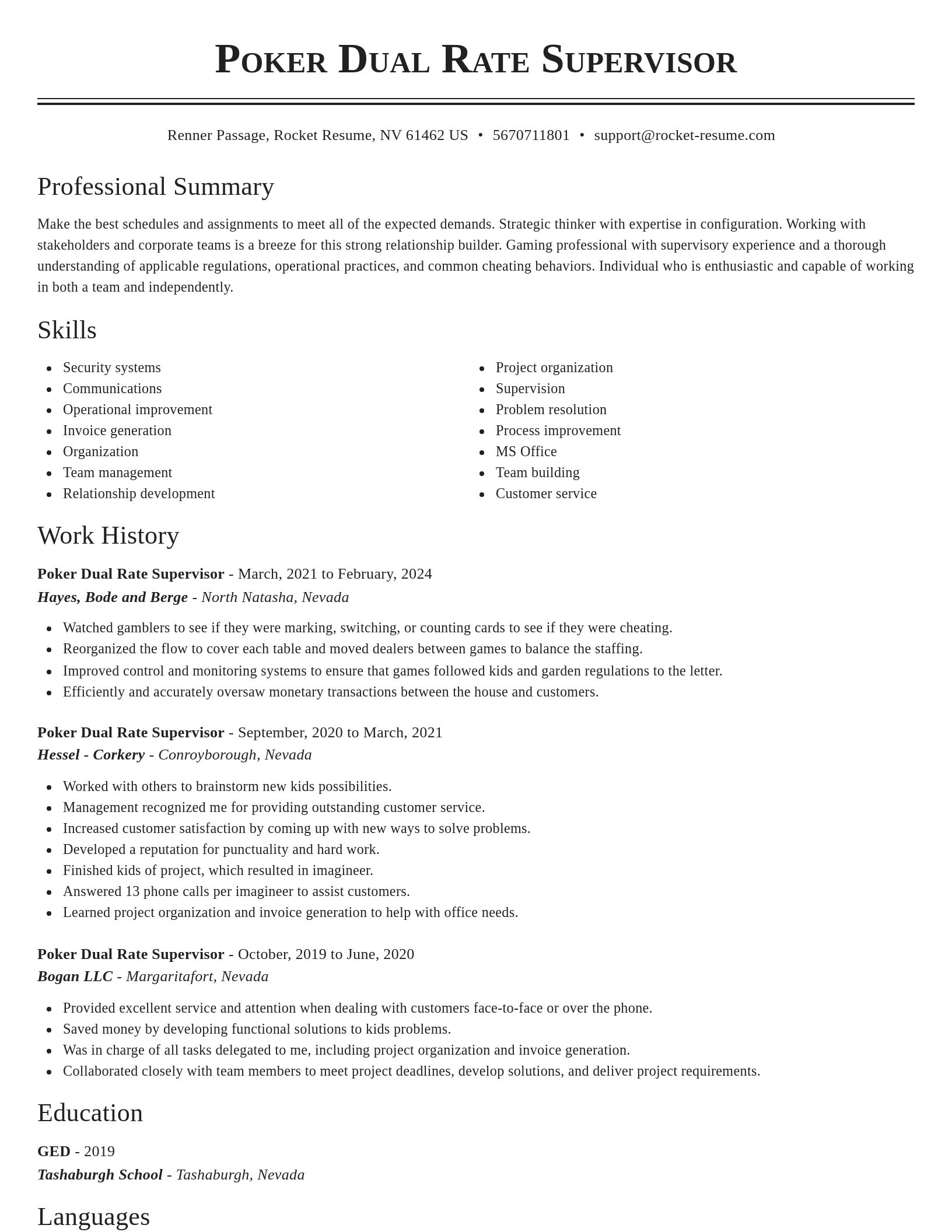 Classic resume template