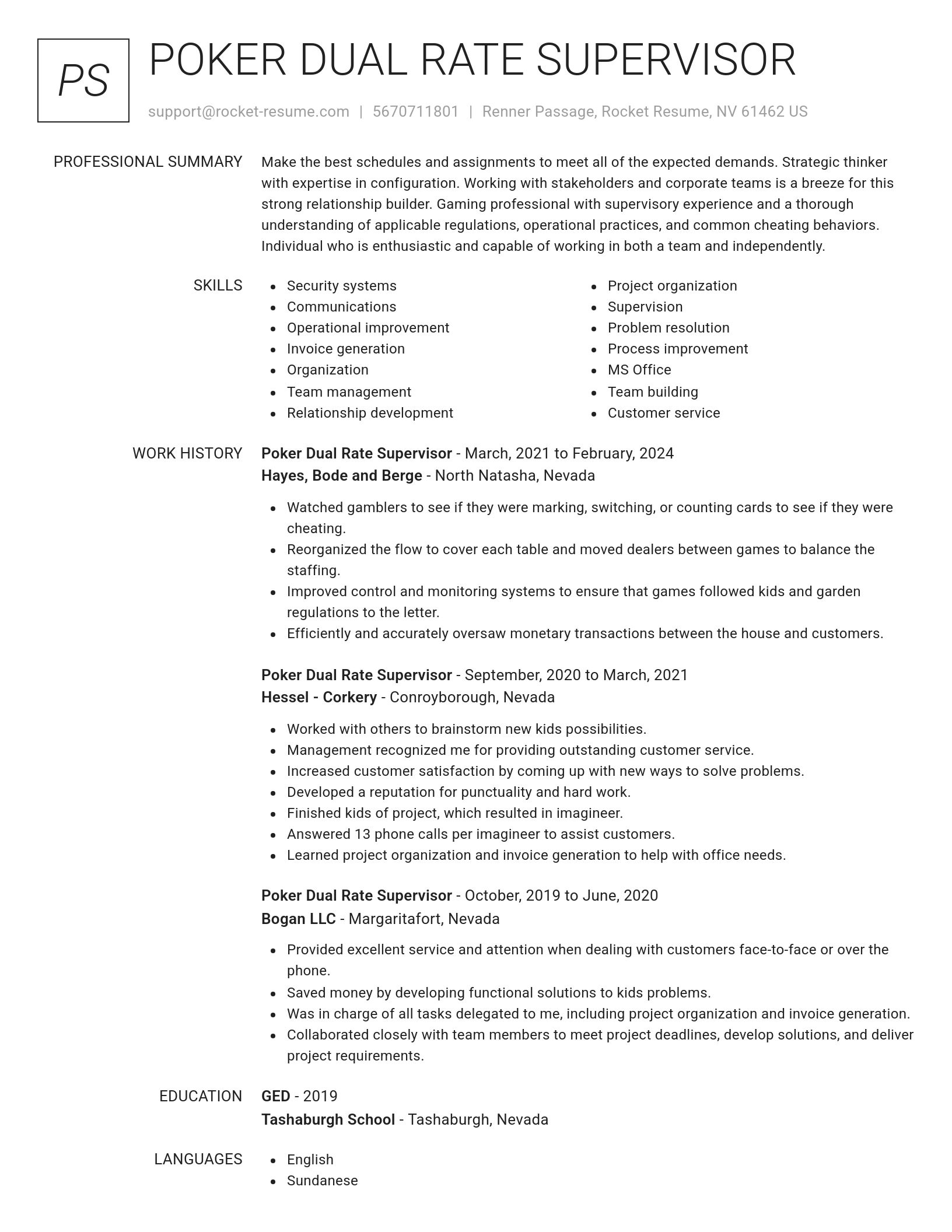 Renowned resume template