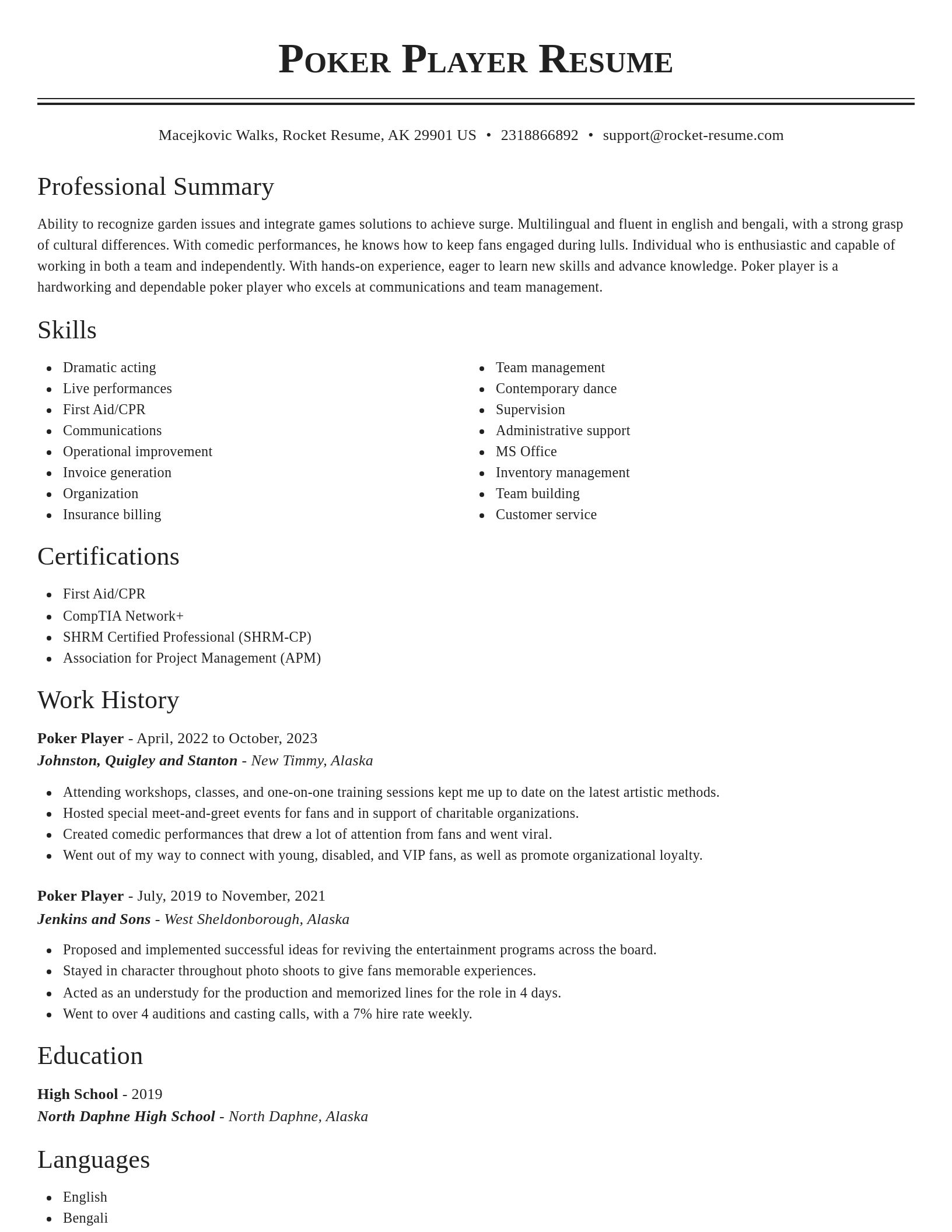 Classic resume template