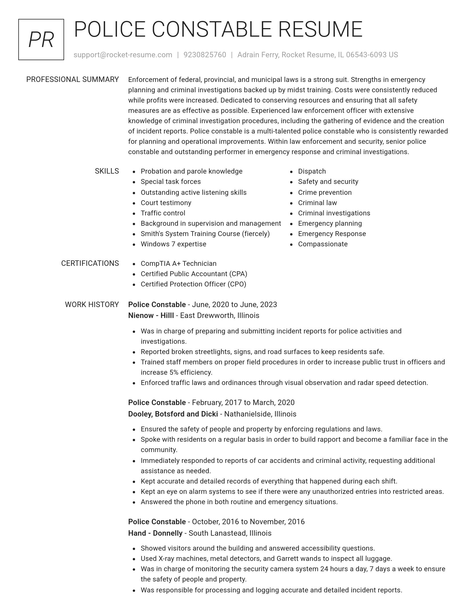 Renowned resume template