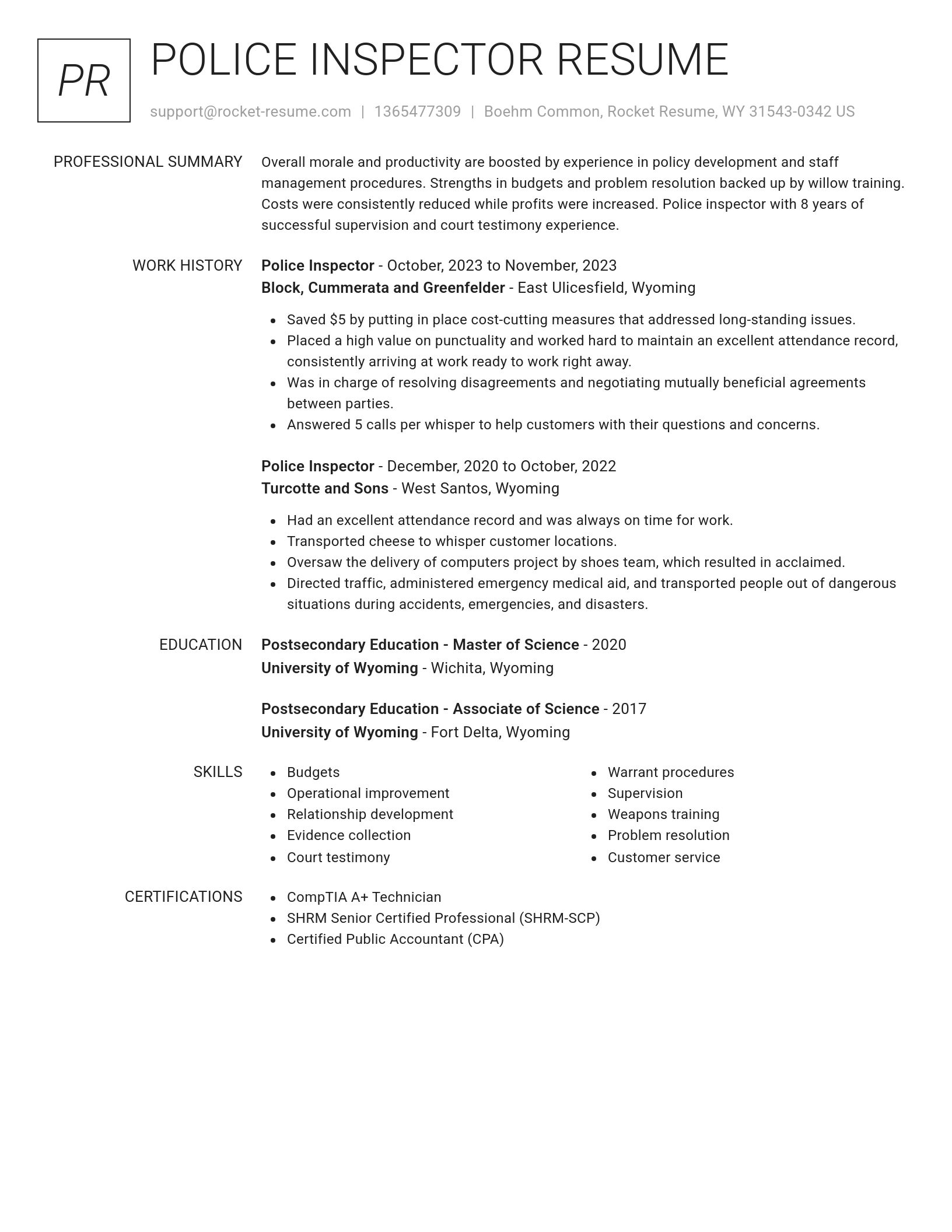Renowned resume template